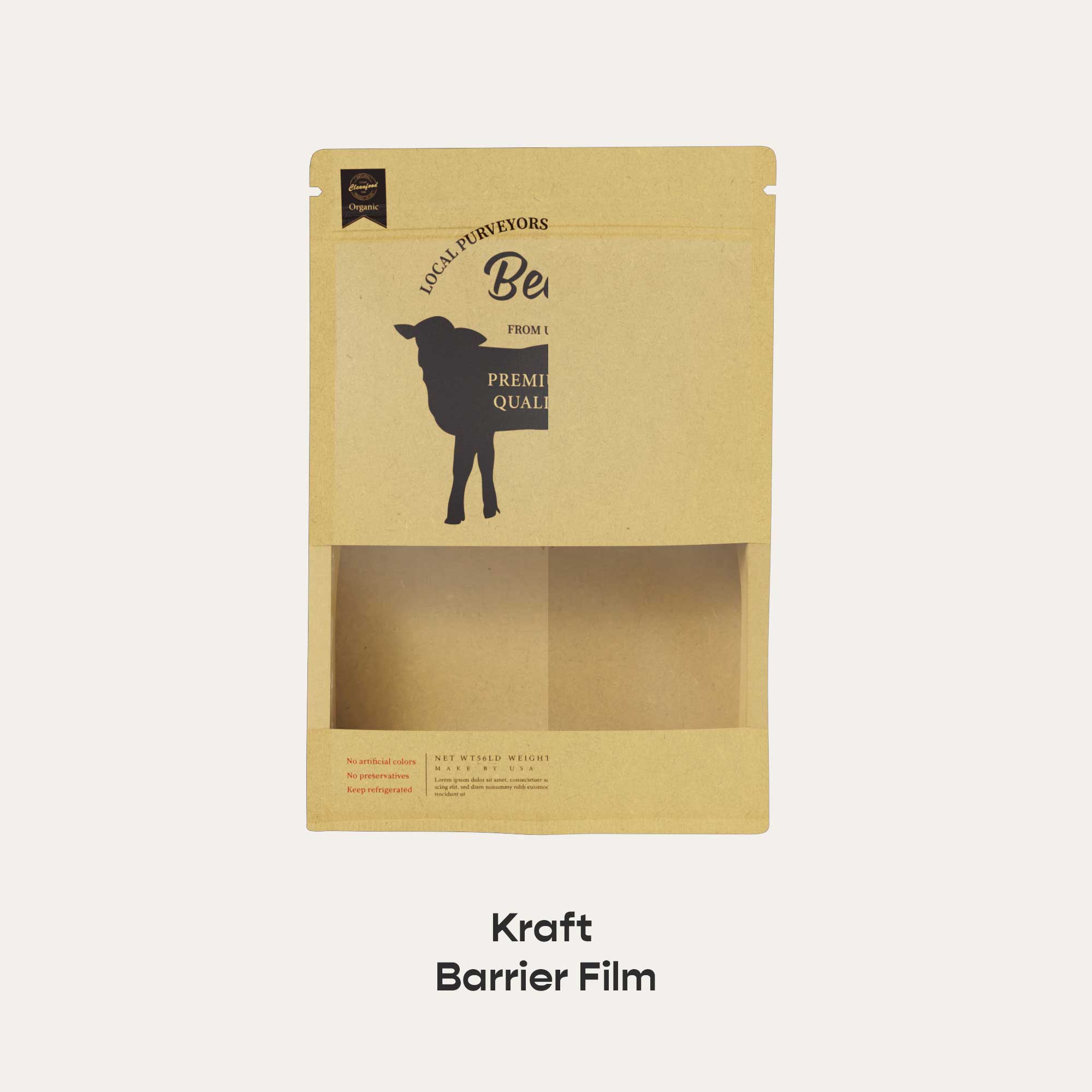 Customizable Kraft Paper Side Gusset with Translucent Window Customizable Kraft Paper Side Gusset with Translucent Window