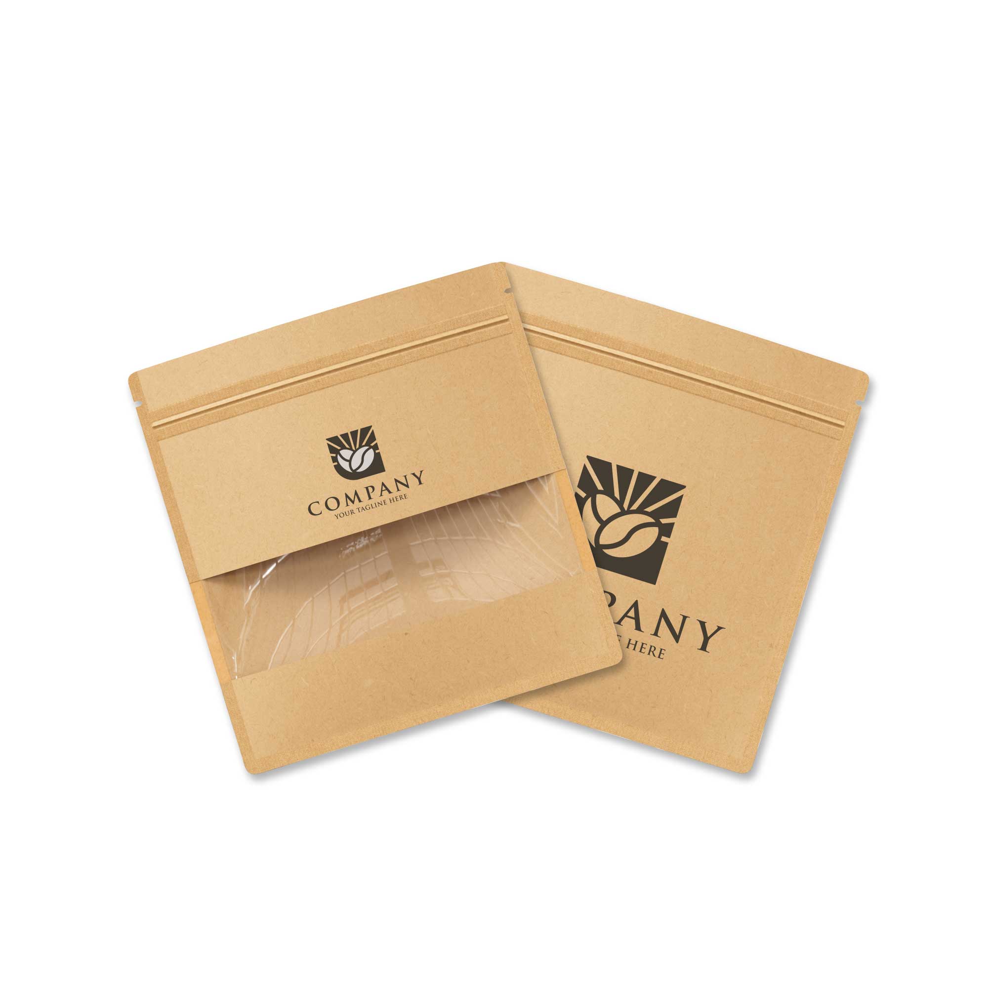 Customizable Krafty Brown Flat Zipper Seal Bag with Center Customizable Krafty Brown Flat Zipper Seal Bag with Center