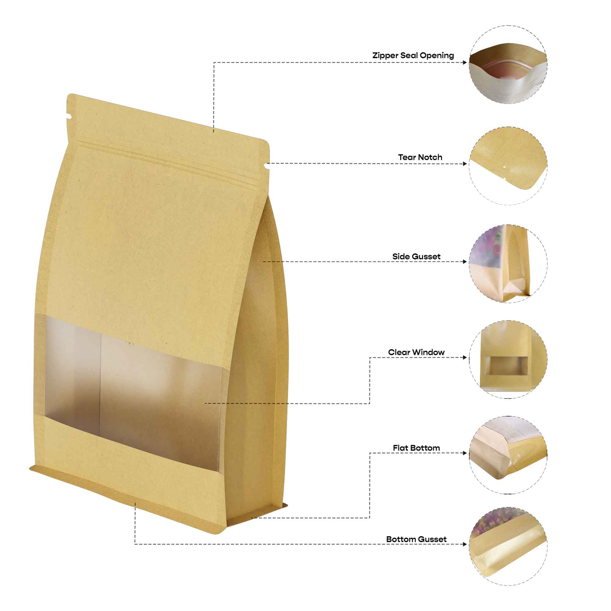 Customizable Krafty Brown Paper Side Gusset with Translucent Customizable Krafty Brown Paper Side Gusset with Translucent