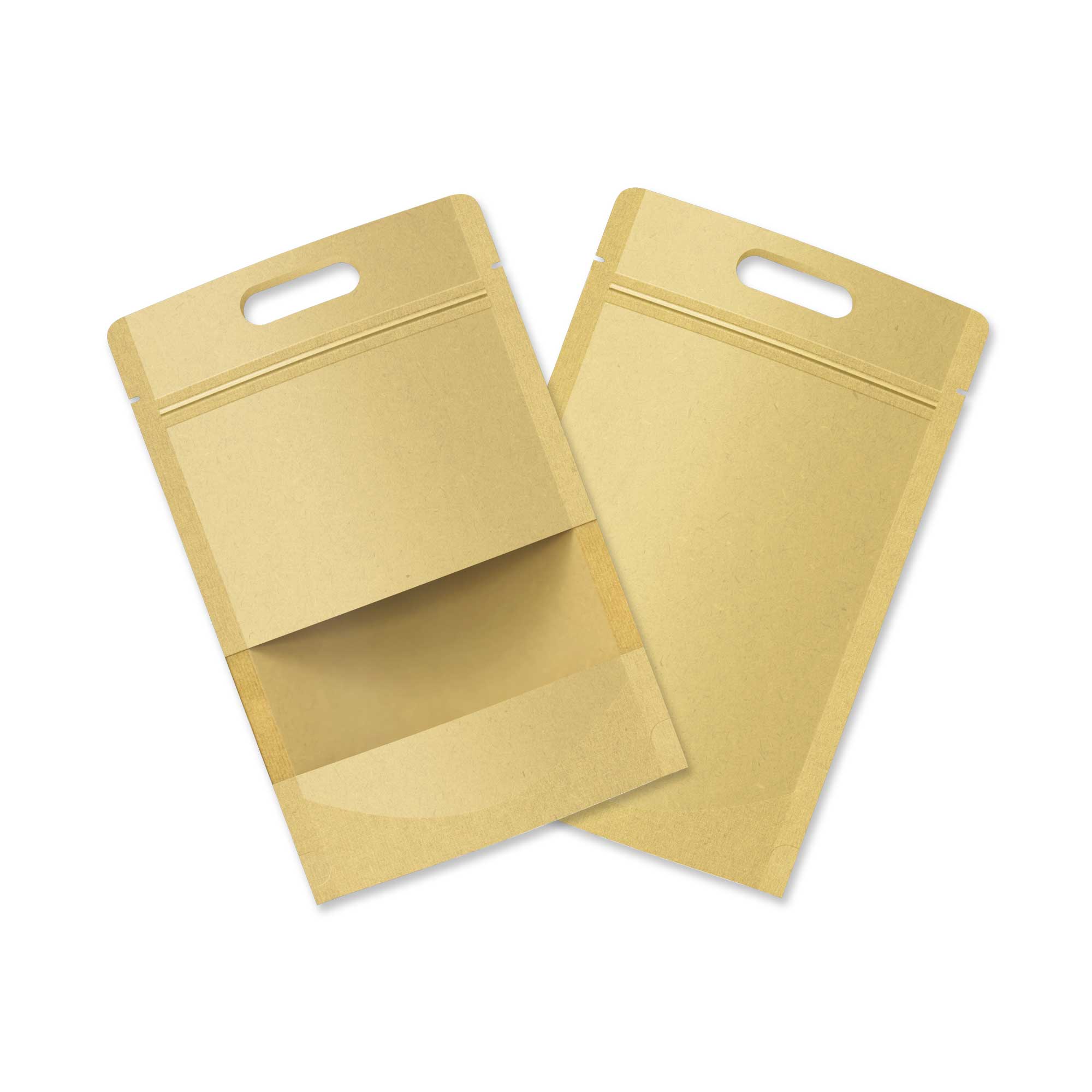 Customizable Krafty Brown Translucent Window Stand Up Zipper