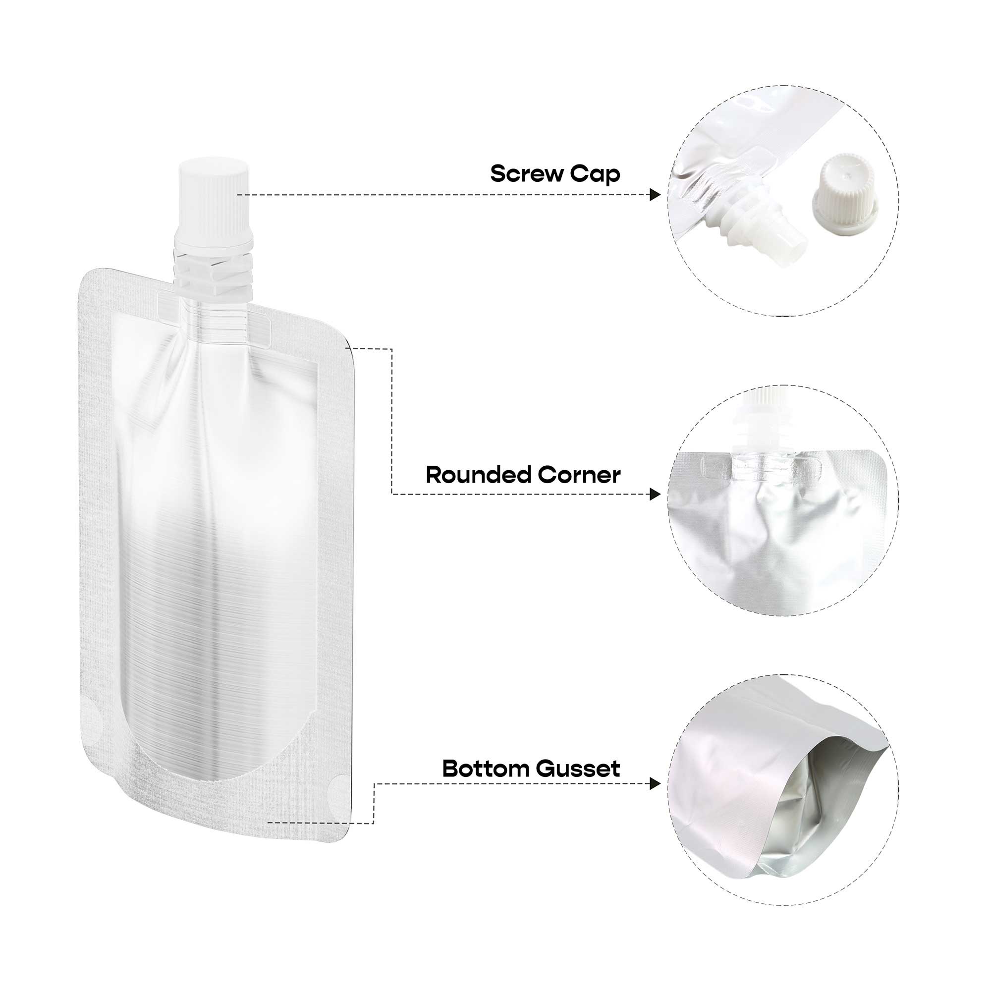 Customizable Matte Aluminum Bottle Pouch with Top Screw Cap Customizable Matte Aluminum Bottle Pouch with Top Screw Cap