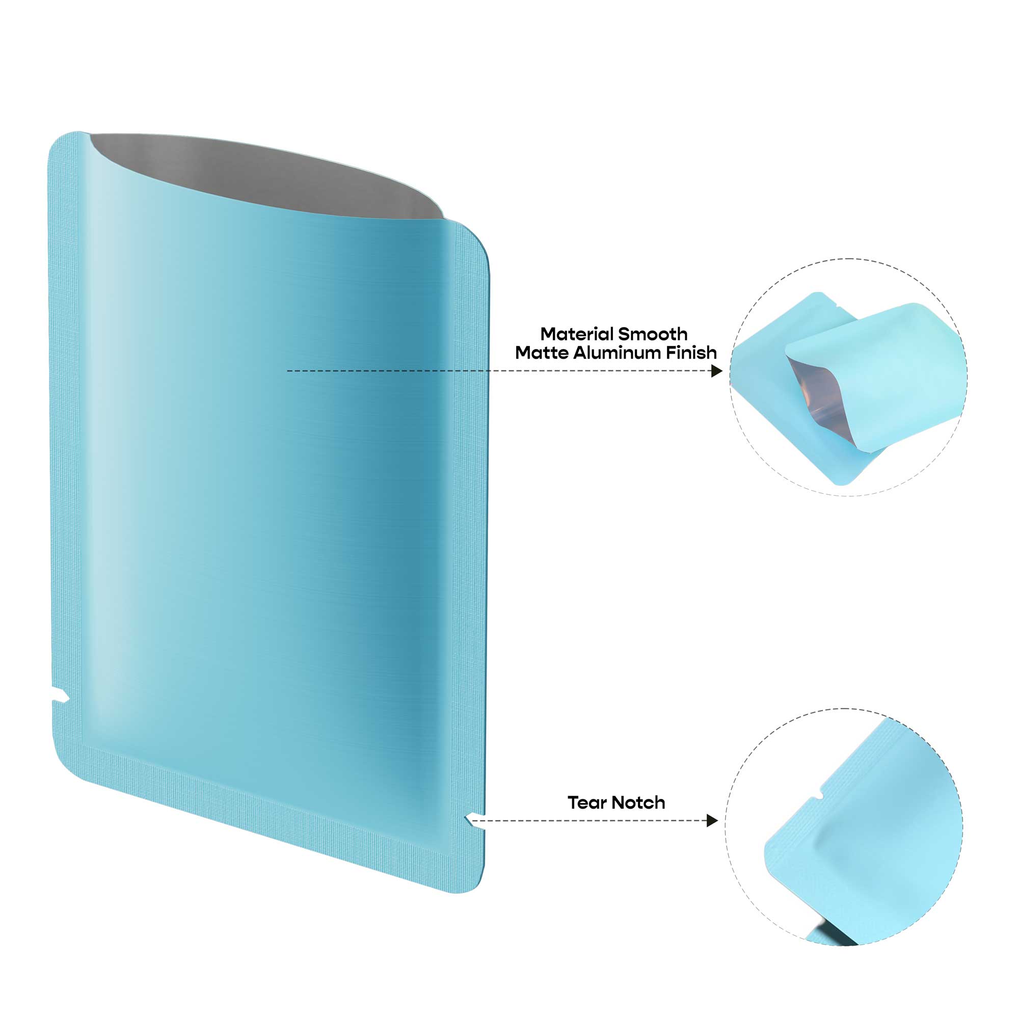 Customizable Matte Aluminum Open Top Packaging Bag Customizable Matte Aluminum Open Top Packaging Bag
