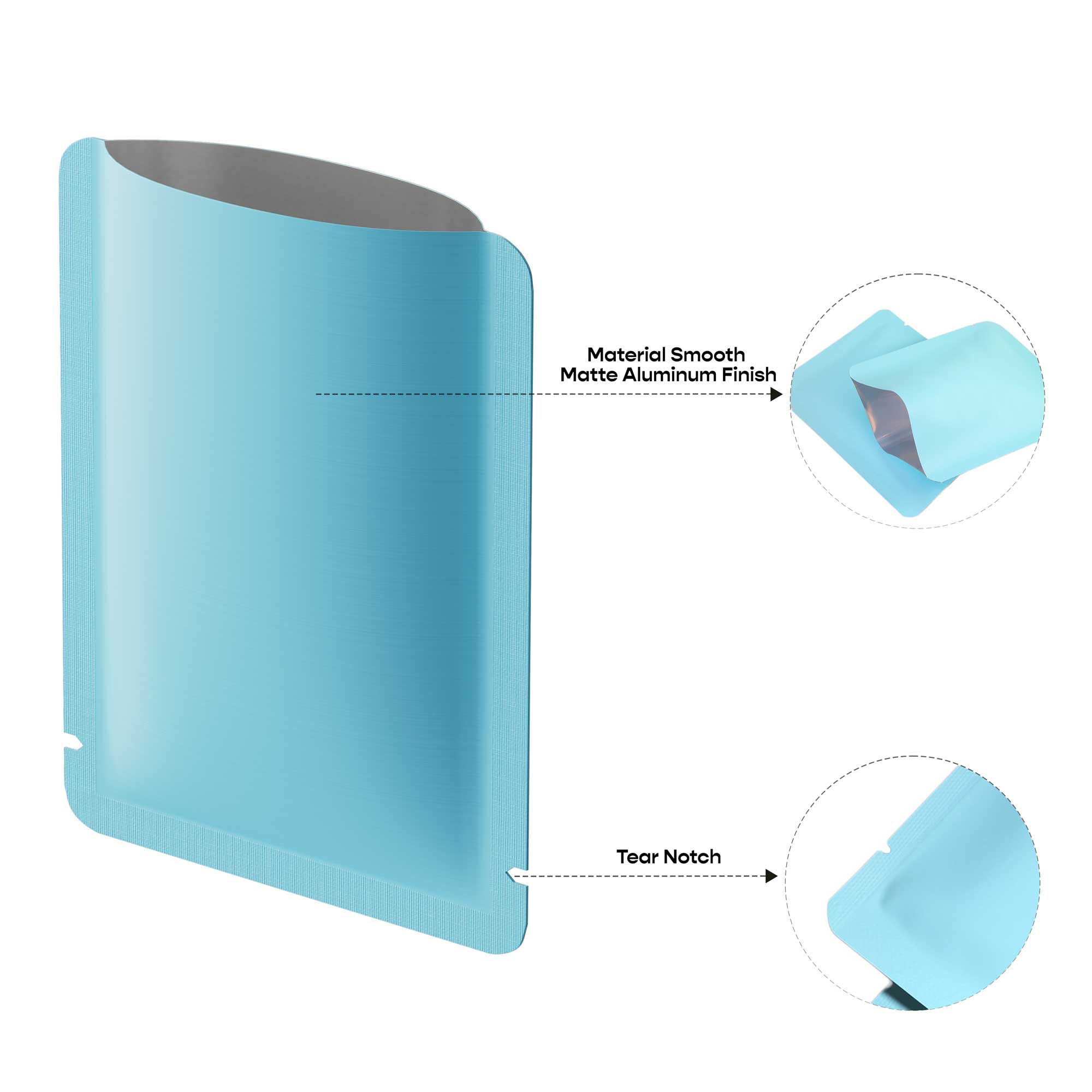 Customizable Matte Aluminum Open Top Packaging Bags Customizable Matte Aluminum Open Top Packaging Bags