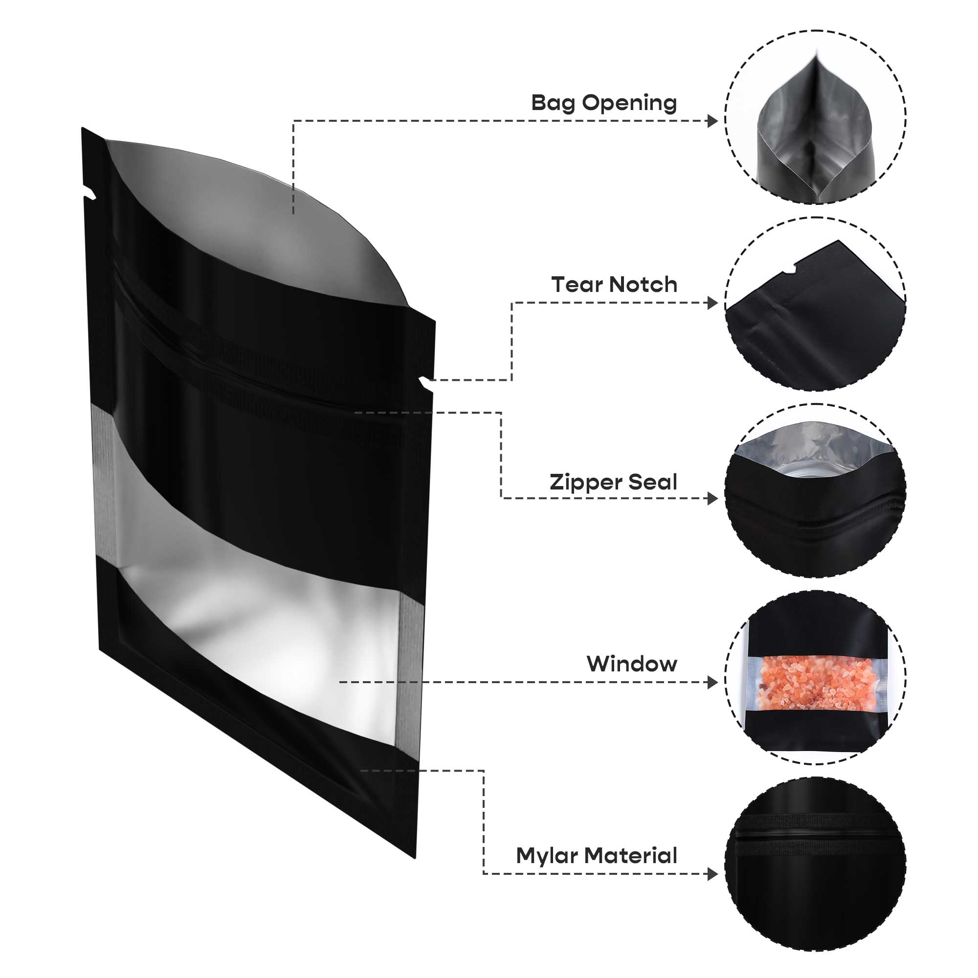 Customizable Matte Frosted Window Aluminum Flat Zipper Seal Customizable Matte Frosted Window Aluminum Flat Zipper Seal