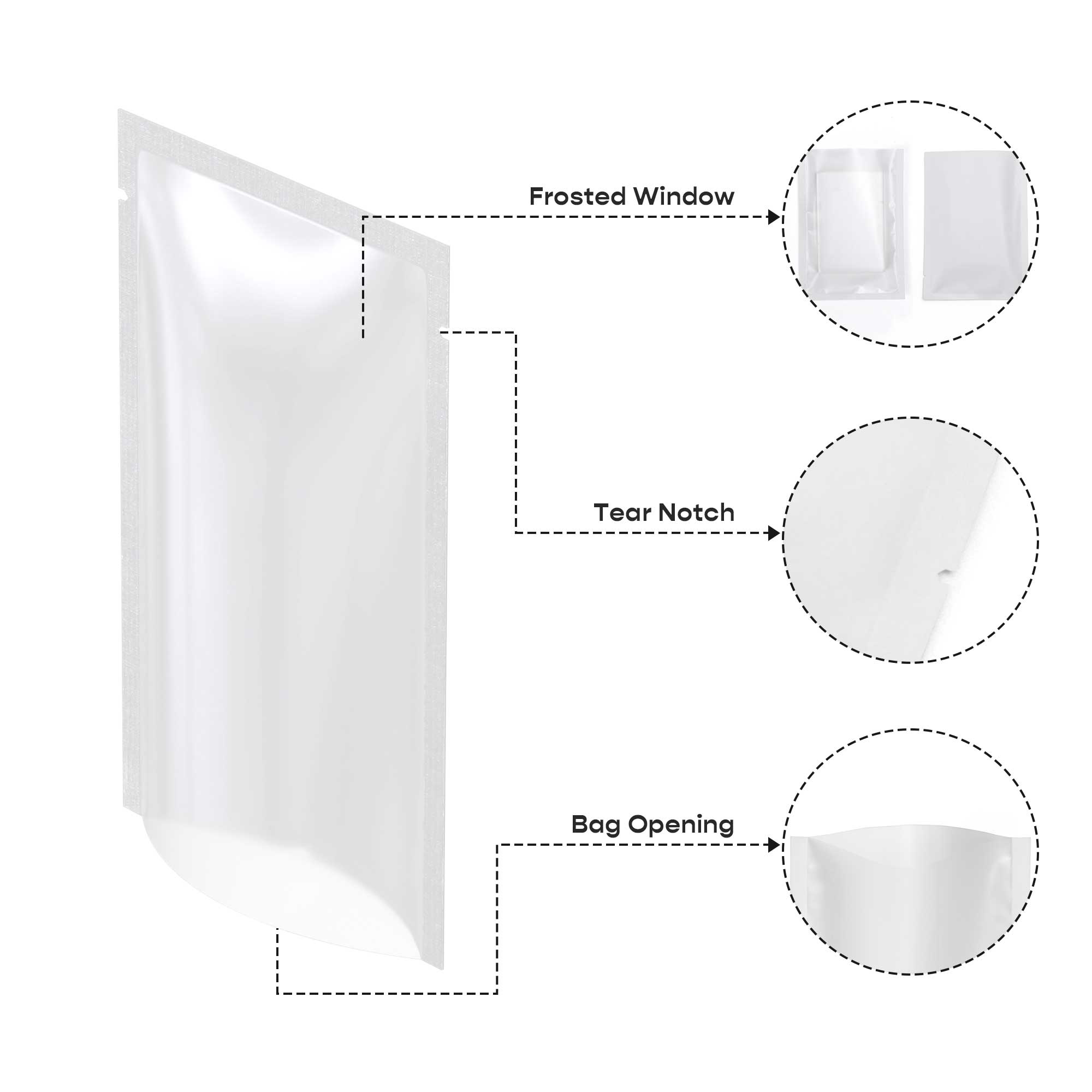Customizable Matte Plastic Open Top Bags with Frosted Window Customizable Matte Plastic Open Top Bags with Frosted Window