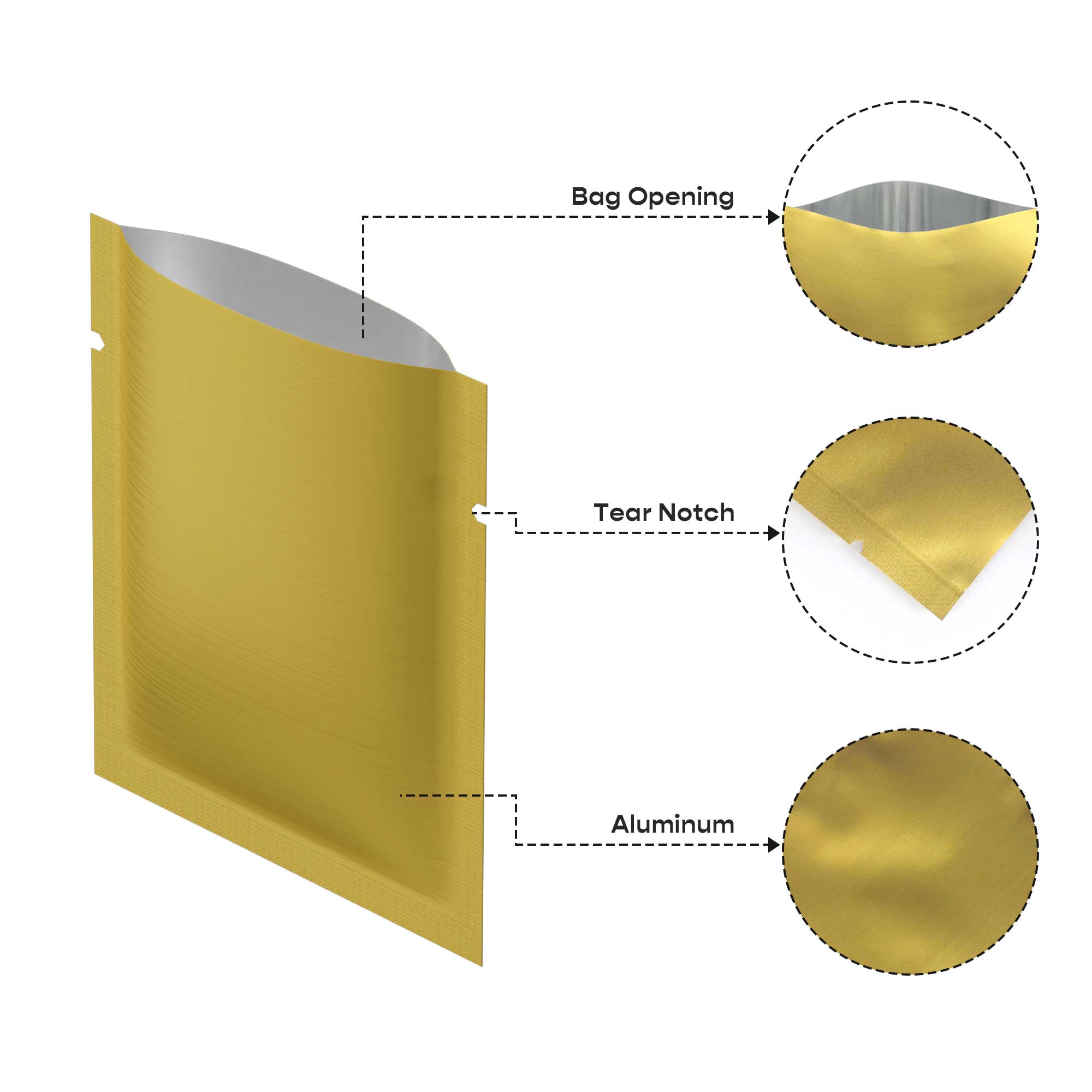 Customizable Matte Square Aluminum Foil Open Top Bags Customizable Matte Square Aluminum Foil Open Top Bags