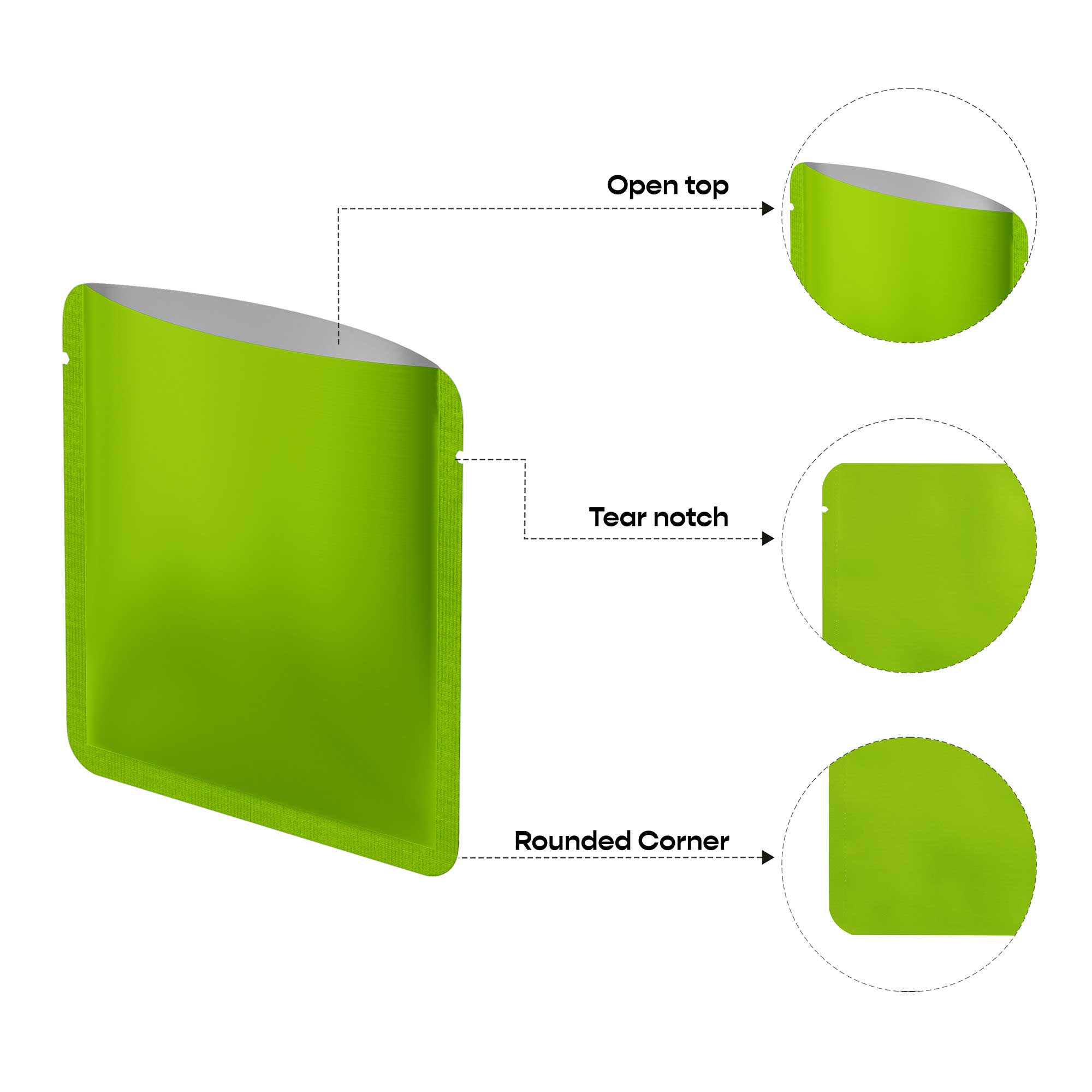 Customizable Matte Square Aluminum Open Top Bag with Rounded Customizable Matte Square Aluminum Open Top Bag with Rounded