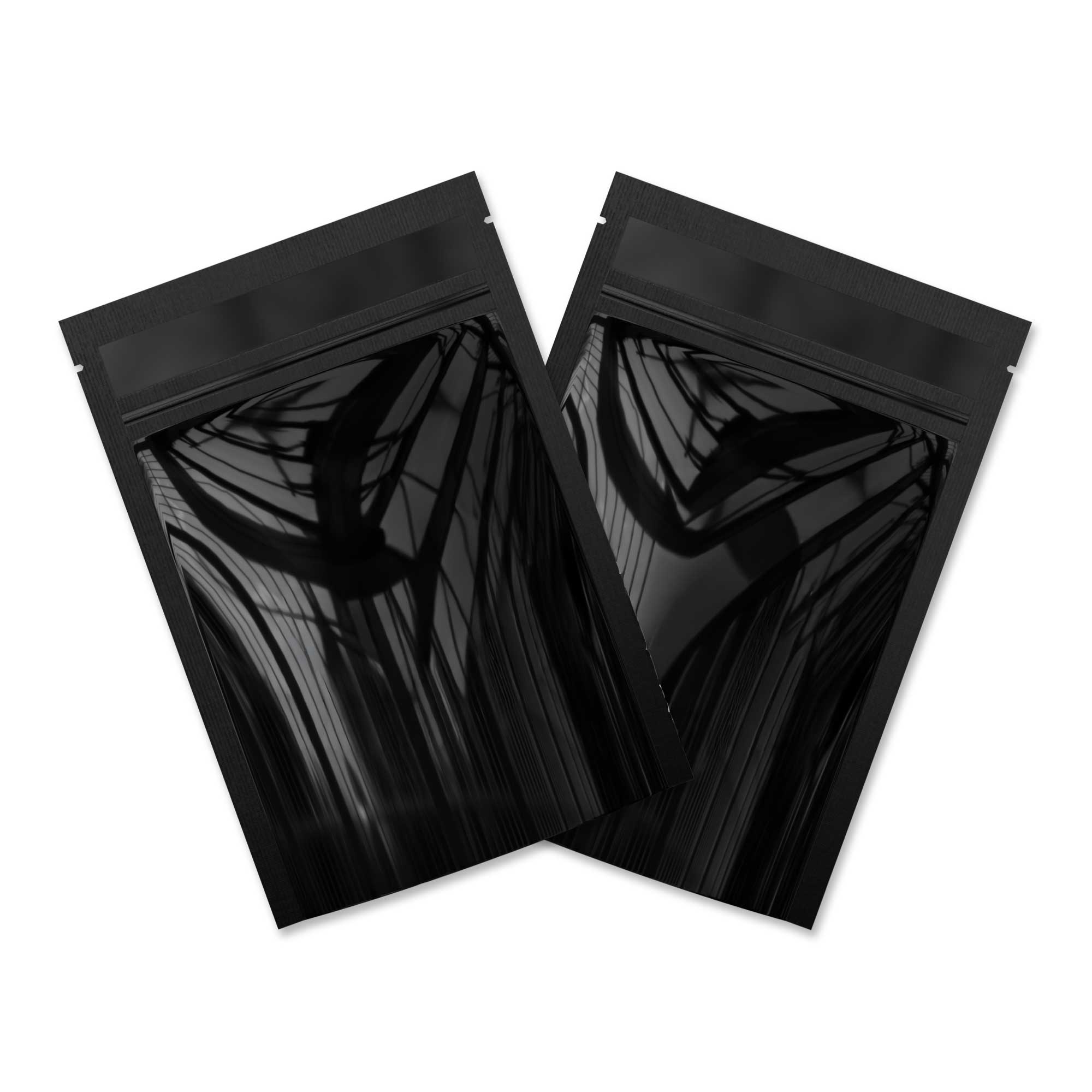Customizable Mirror Black Open Bottom Mylar Pre-Sealed Top