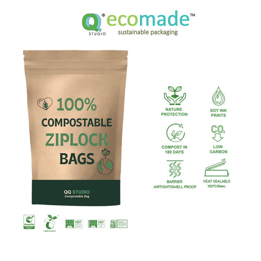 Customizable PLA 100% Compostable Recyclable Stand Up Bag