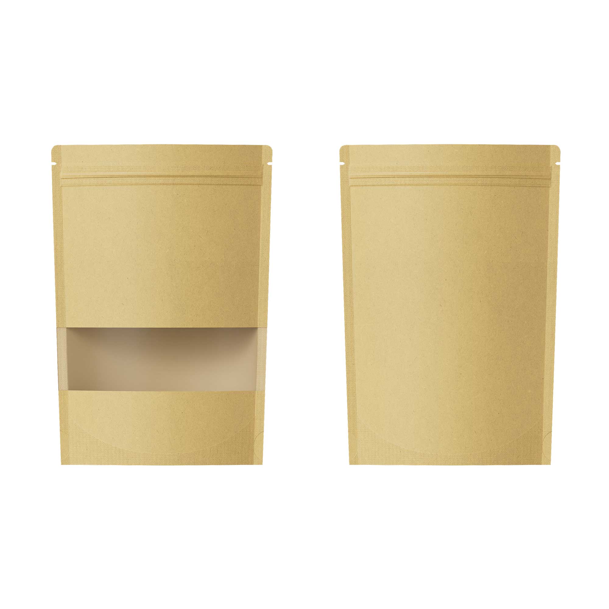 Customizable Rounded Corners Kraft with Window Stand Up Customizable Rounded Corners Kraft with Window Stand Up