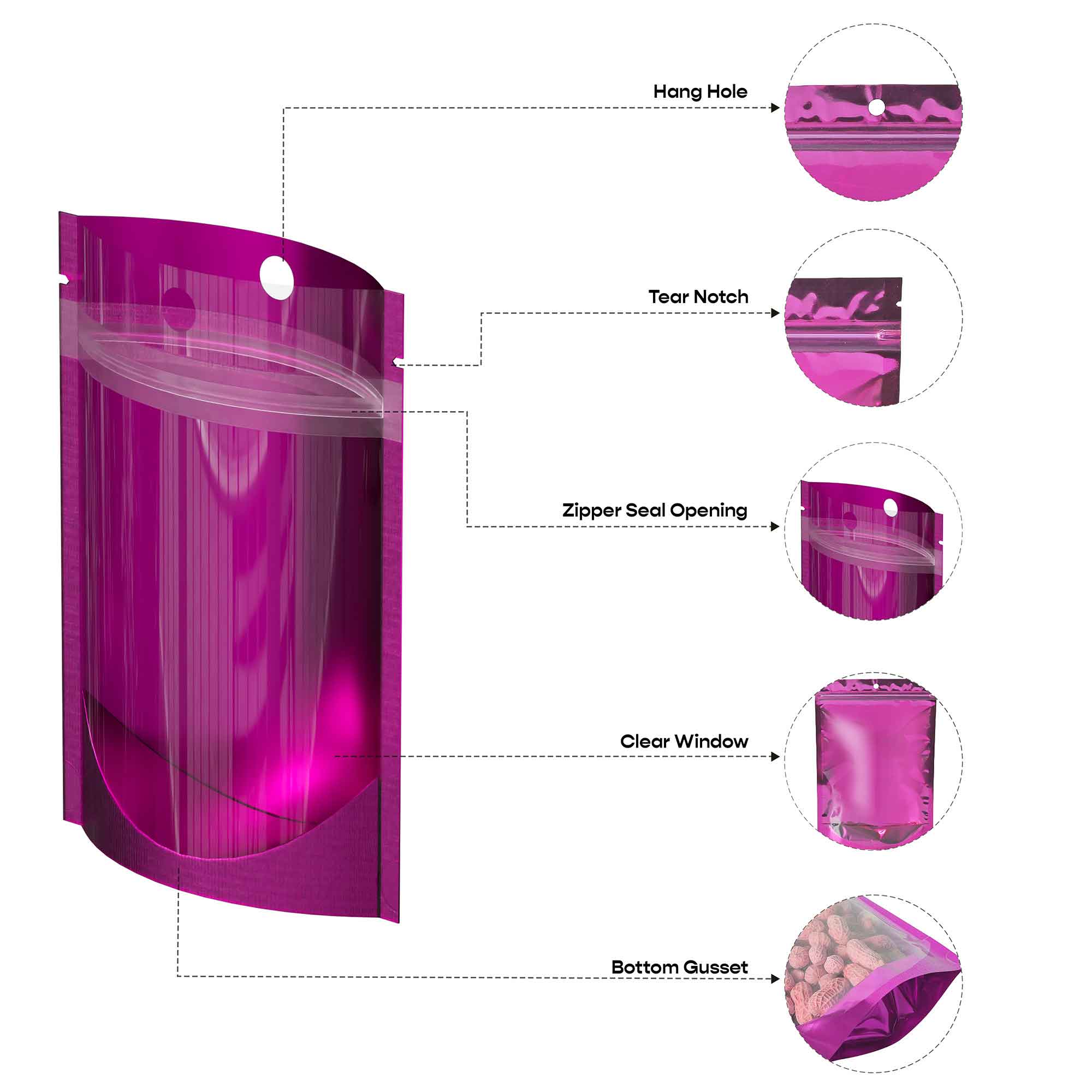 Customizable Single Side Glossy Color Metallic Mylar Stand Customizable Single Side Glossy Color Metallic Mylar Stand