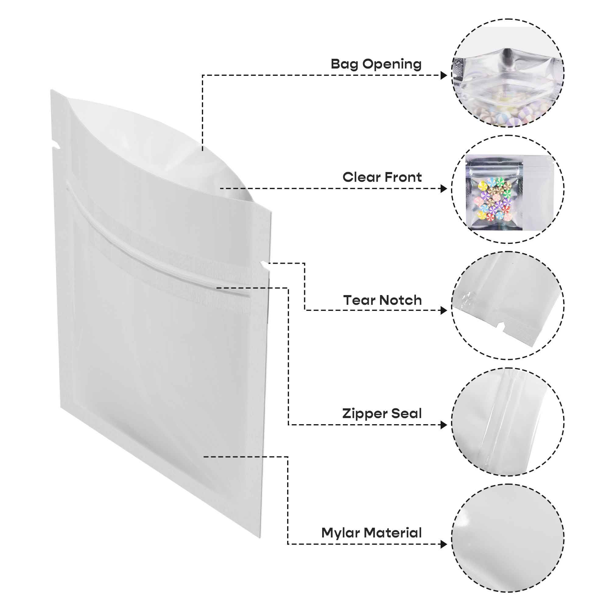 Customizable Single Side Glossy Window Mylar Flat Zipper Customizable Single Side Glossy Window Mylar Flat Zipper