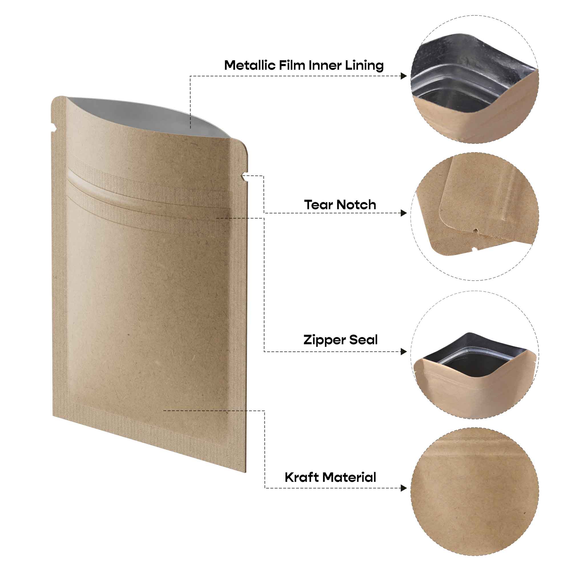 Customizable Vintage Brown Double Sided Kraft Flat Zipper Customizable Vintage Brown Double Sided Kraft Flat Zipper