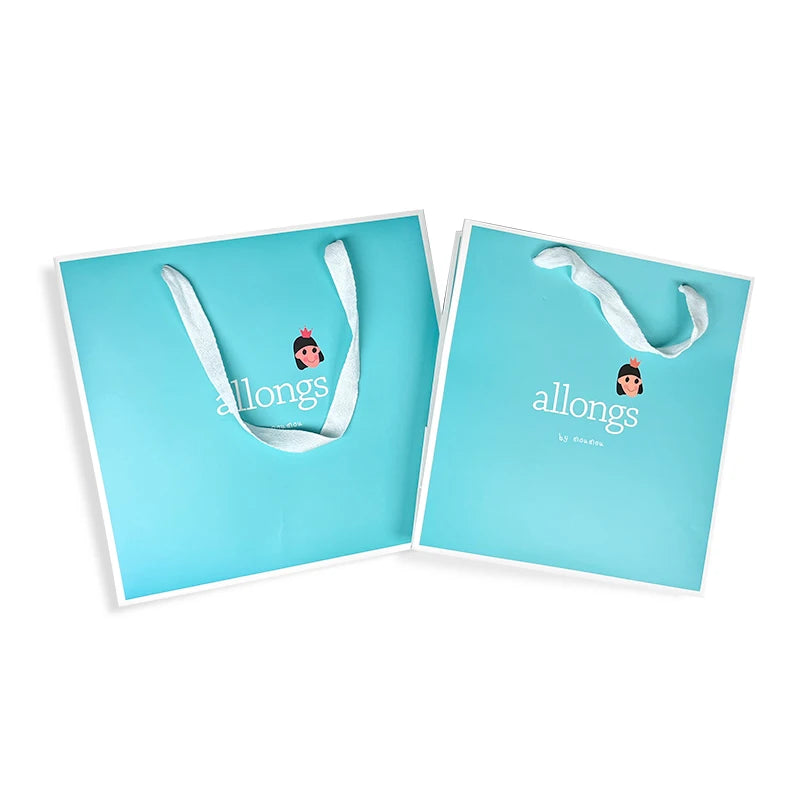 Customized Luxury Blue Art Paper Gift Bag with Ribbon Customized Luxury Blue Art Paper Gift Bag with Ribbon