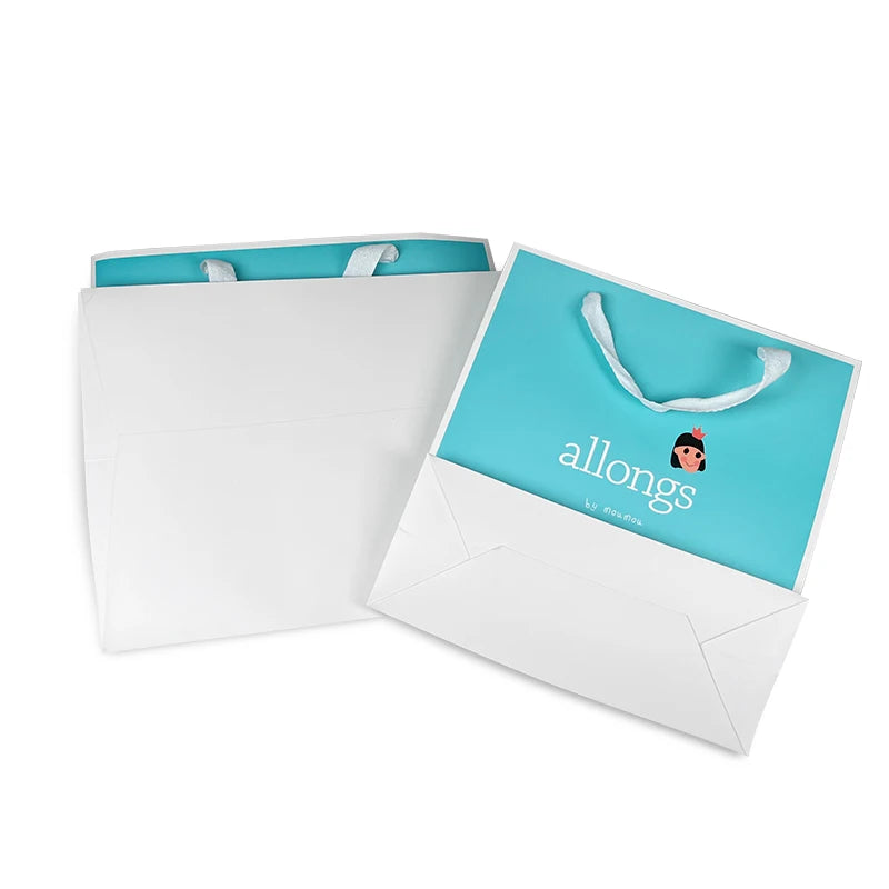Customized Luxury Blue Art Paper Gift Bag with Ribbon Customized Luxury Blue Art Paper Gift Bag with Ribbon