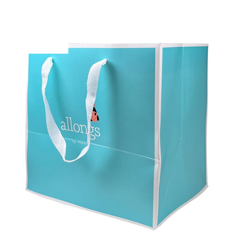 Customized Luxury Blue Art Paper Gift Bag with Ribbon Customized Luxury Blue Art Paper Gift Bag with Ribbon