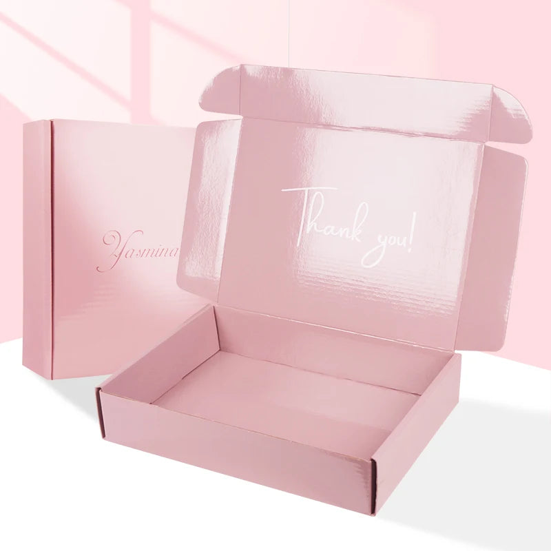 Customized Pink Gloss Lamination Shipping Packaging Box Customized Pink Gloss Lamination Shipping Packaging Box