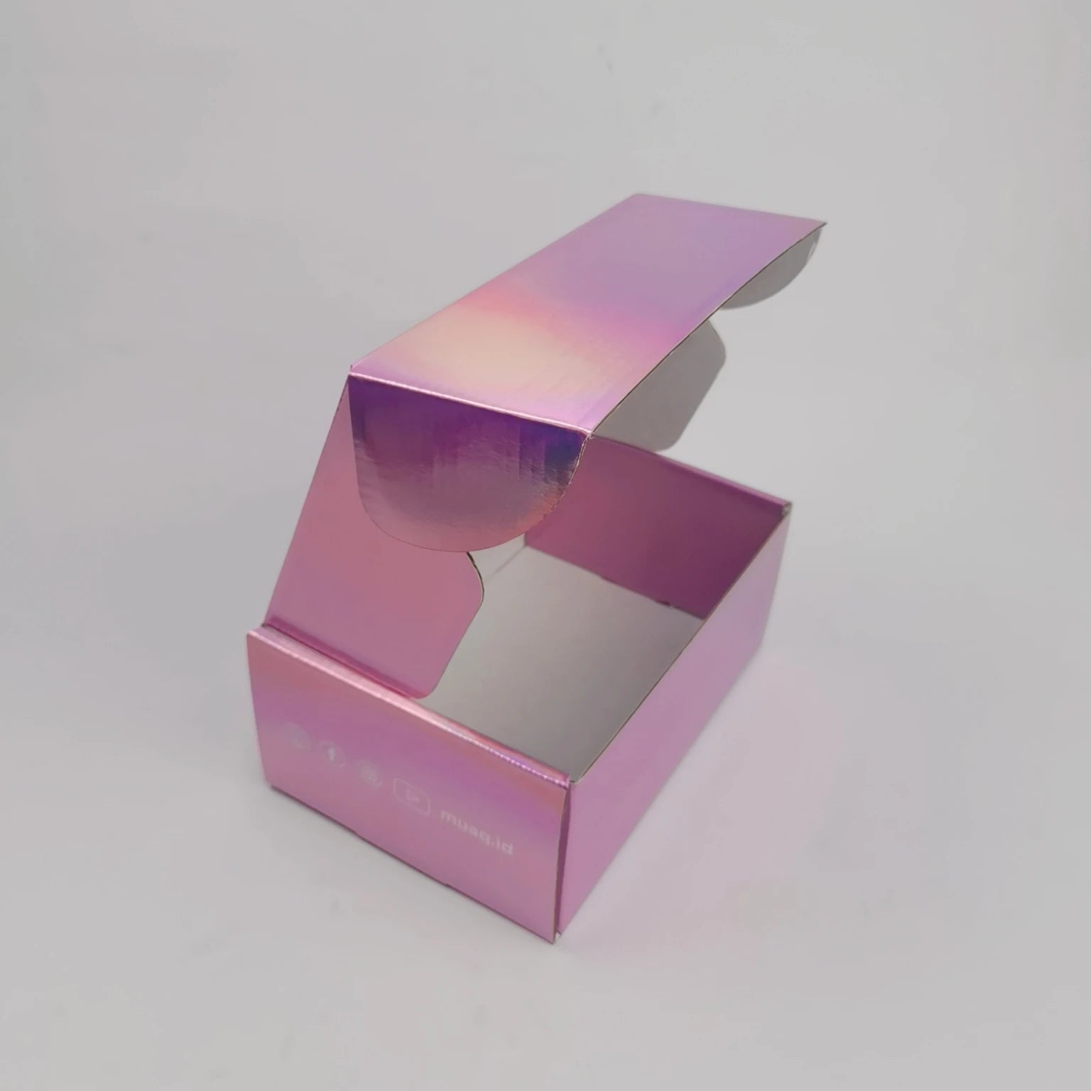 Customized Pink Laser Logo Box with White Inside Embossed