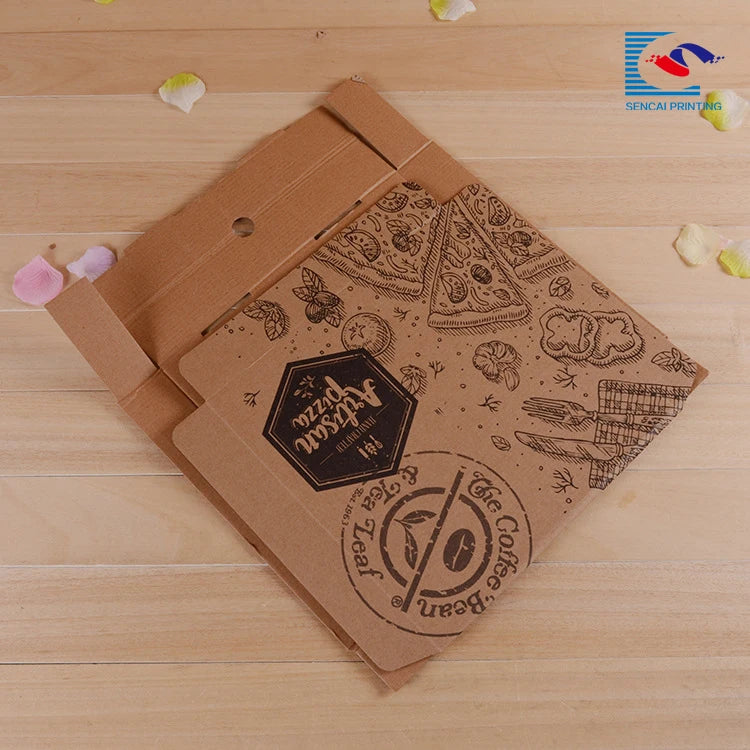 Disposable Custom Printed Pizza Kraft Paper Box Disposable Custom Printed Pizza Kraft Paper Box