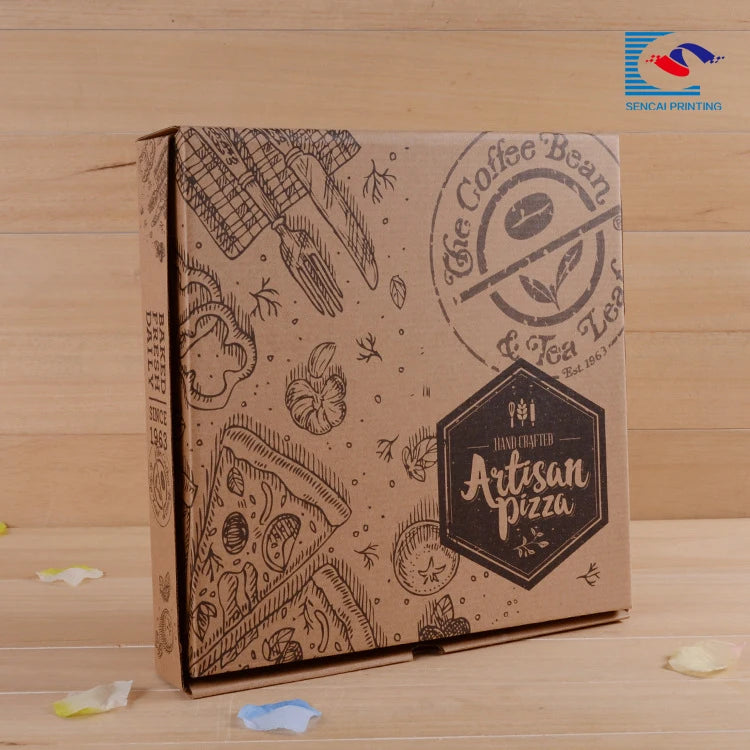 Disposable Custom Printed Pizza Kraft Paper Box Disposable Custom Printed Pizza Kraft Paper Box