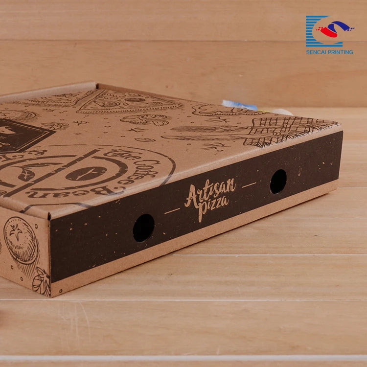 Disposable Custom Printed Pizza Kraft Paper Box Disposable Custom Printed Pizza Kraft Paper Box