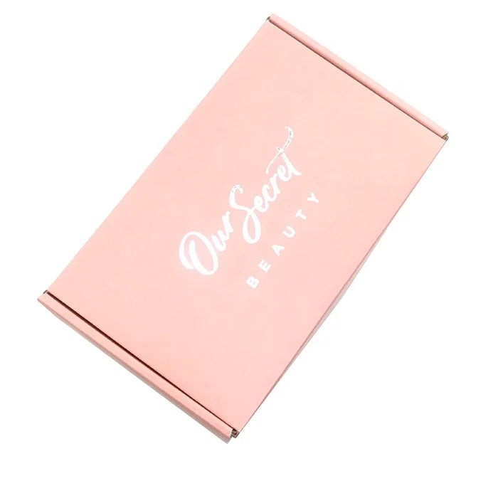 Double Pink Corrugated Shipping Packaging Box Silver Foil