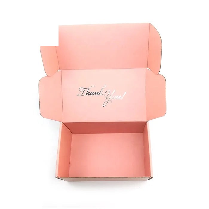 Double Pink Corrugated Shipping Packaging Box Silver Foil Double Pink Corrugated Shipping Packaging Box Silver Foil