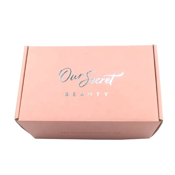 Double Pink Corrugated Shipping Packaging Box Silver Foil Double Pink Corrugated Shipping Packaging Box Silver Foil