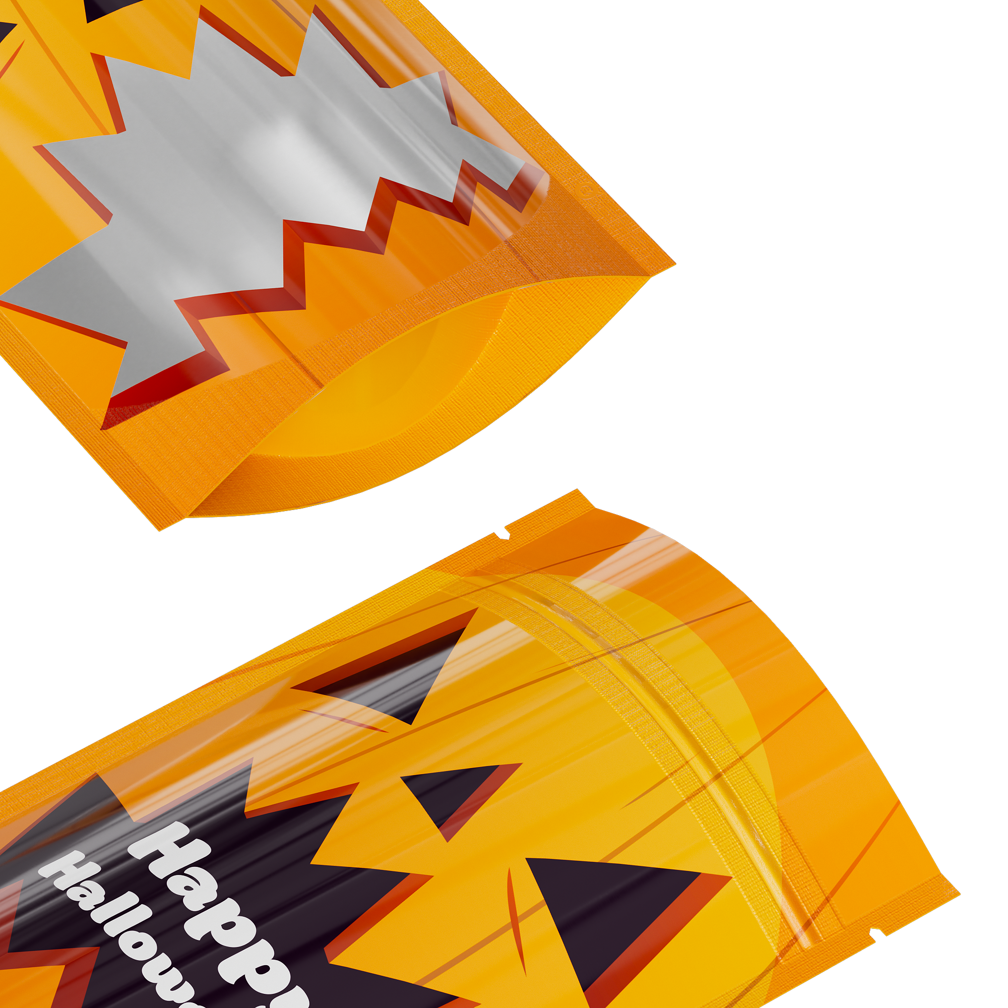 Glossy Halloween Orange Pumpkin Designed Mylar Bags Glossy Halloween Orange Pumpkin Designed Mylar Bags