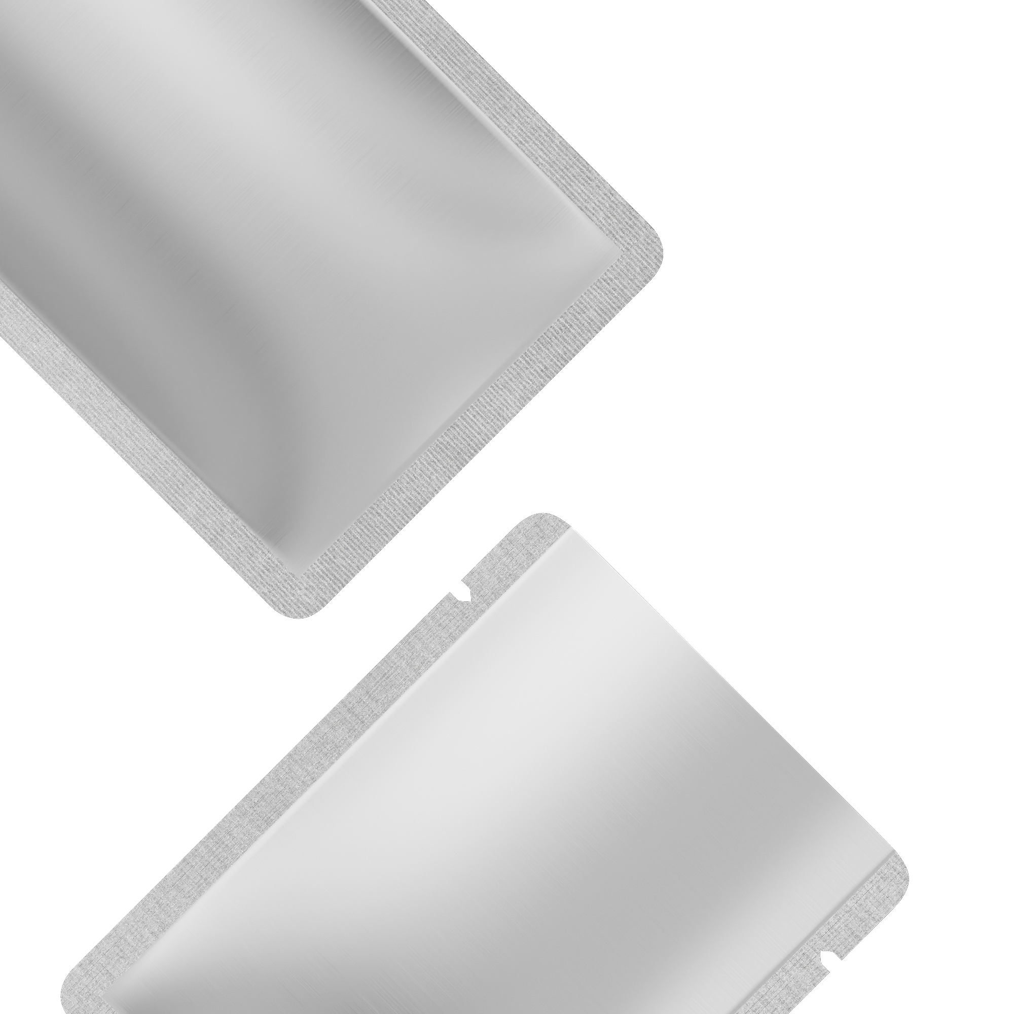 Double-Sided Matte Silver Steel Aluminum Open Bottom Sample Double-Sided Matte Silver Steel Aluminum Open Bottom Sample