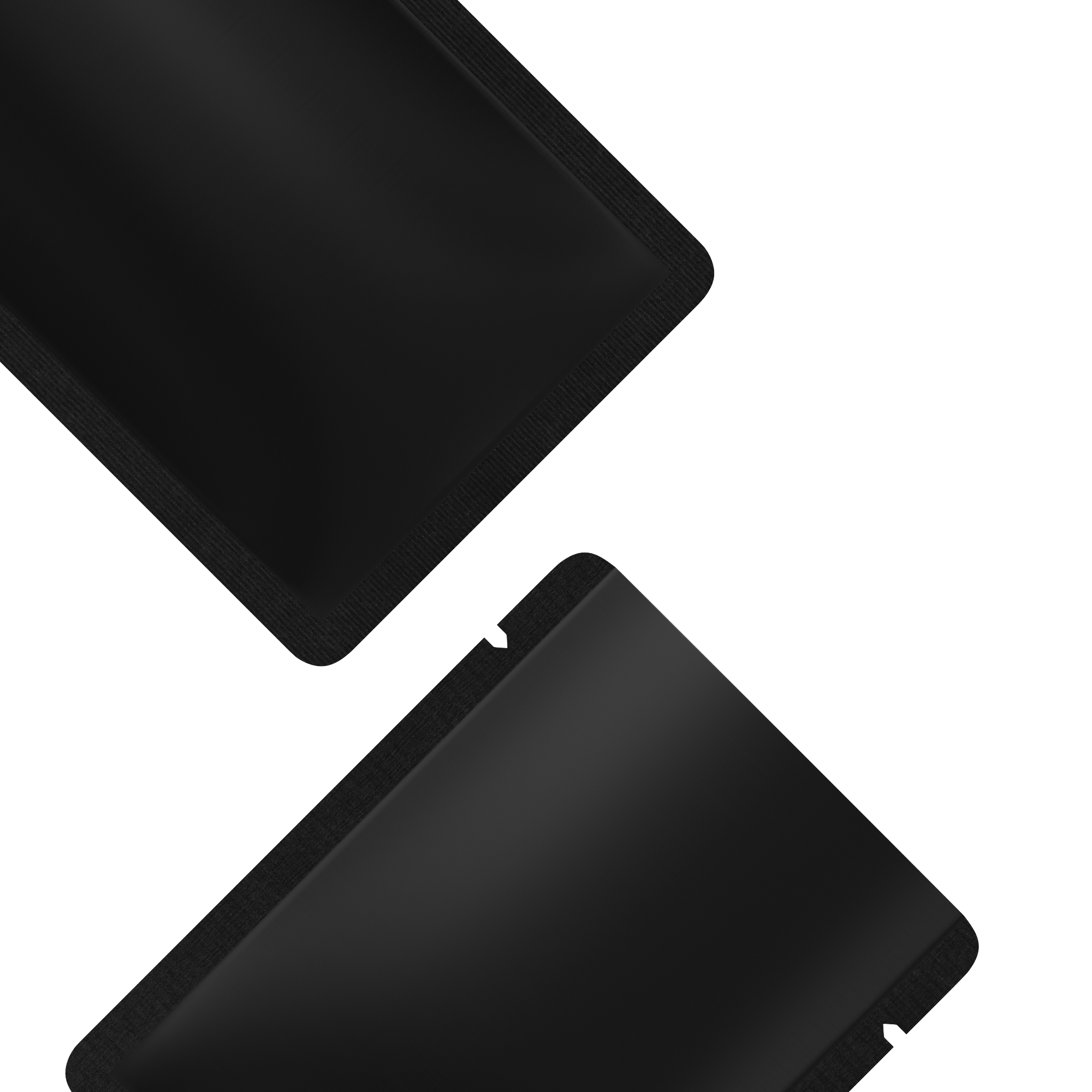 Double-Sided Matte Waxed Black Aluminum Open Bottom Sample Double-Sided Matte Waxed Black Aluminum Open Bottom Sample