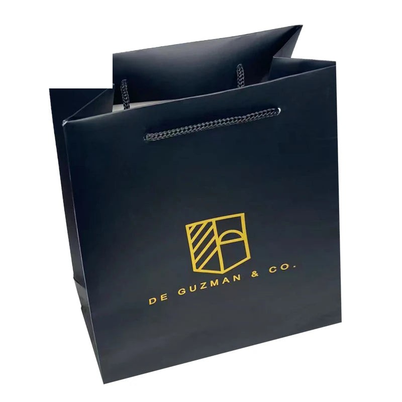 Eco-Friendly Black Art Paper Gift Bag with Ribbon Handle