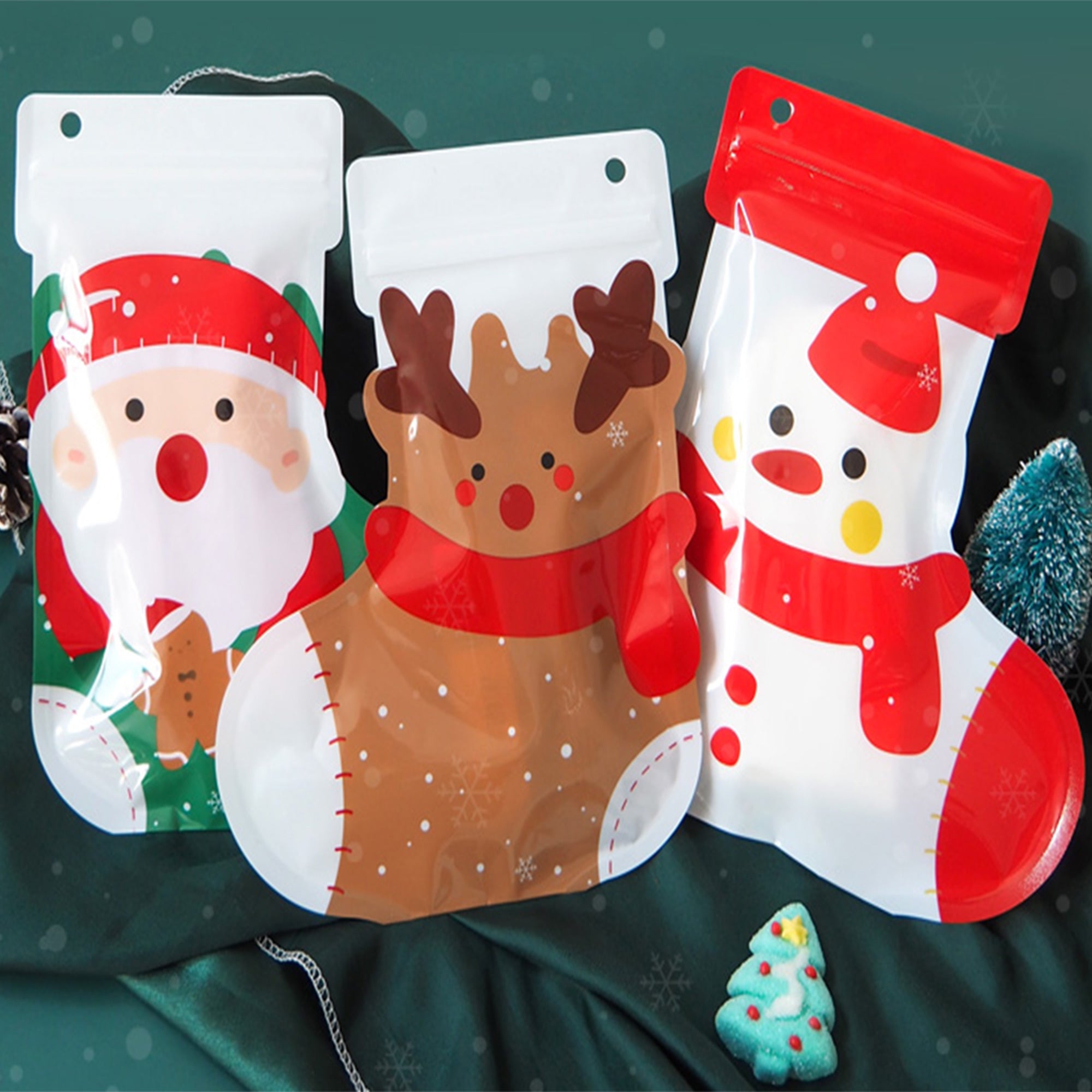 Festive Flat Zipper Seal Bags – Christmas Stocking