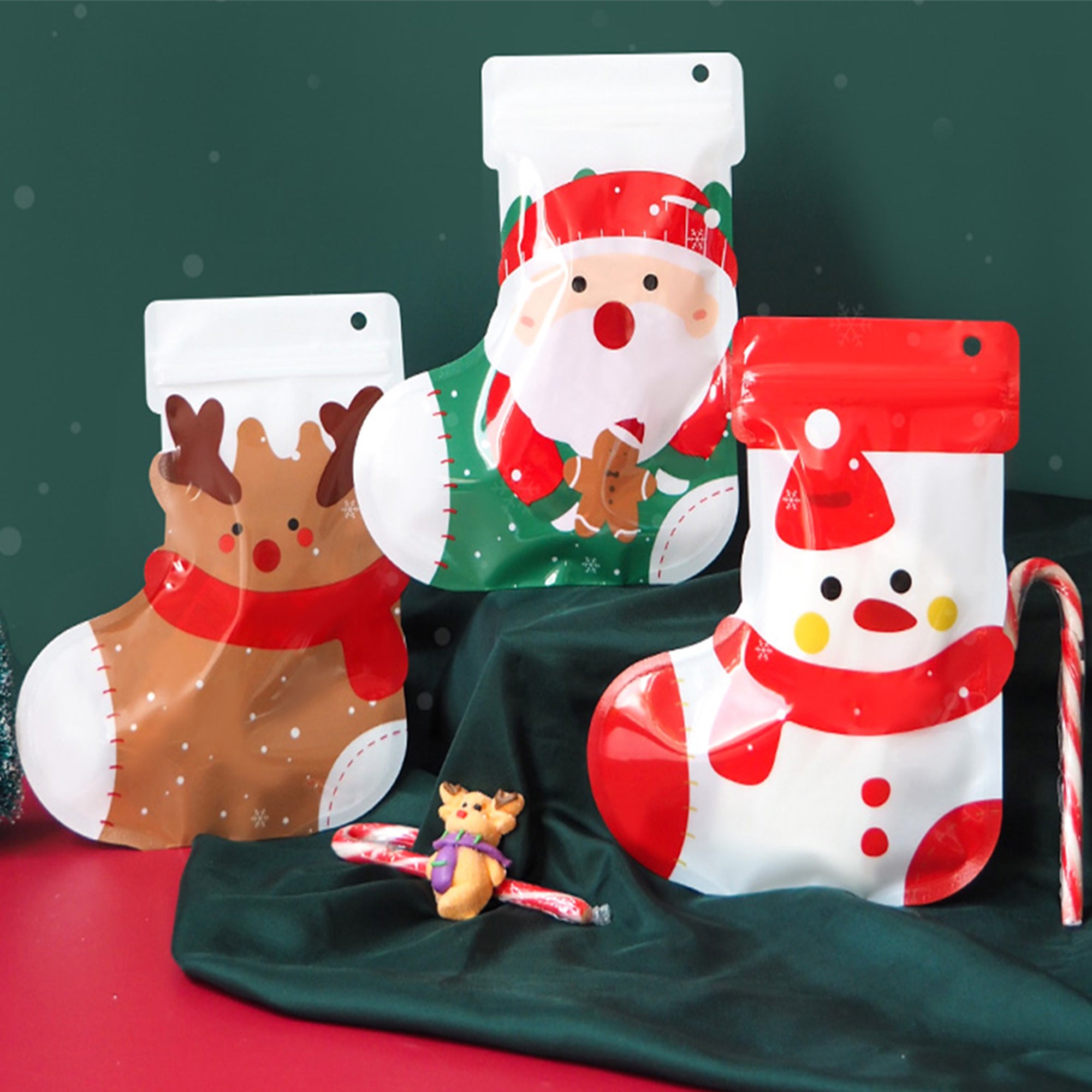 Festive Flat Zipper Seal Bags – Christmas Stocking Festive Flat Zipper Seal Bags – Christmas Stocking