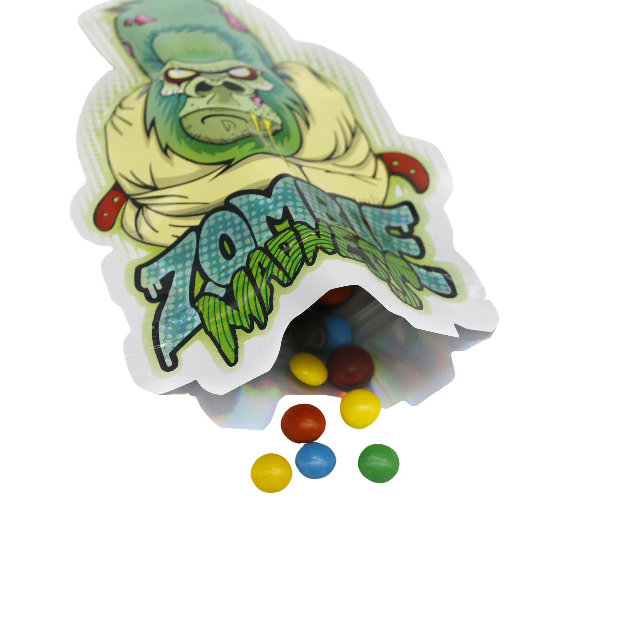 Flat Zipper Bottom Seal Bags – Holographic Gorilla Zombie Flat Zipper Bottom Seal Bags – Holographic Gorilla Zombie