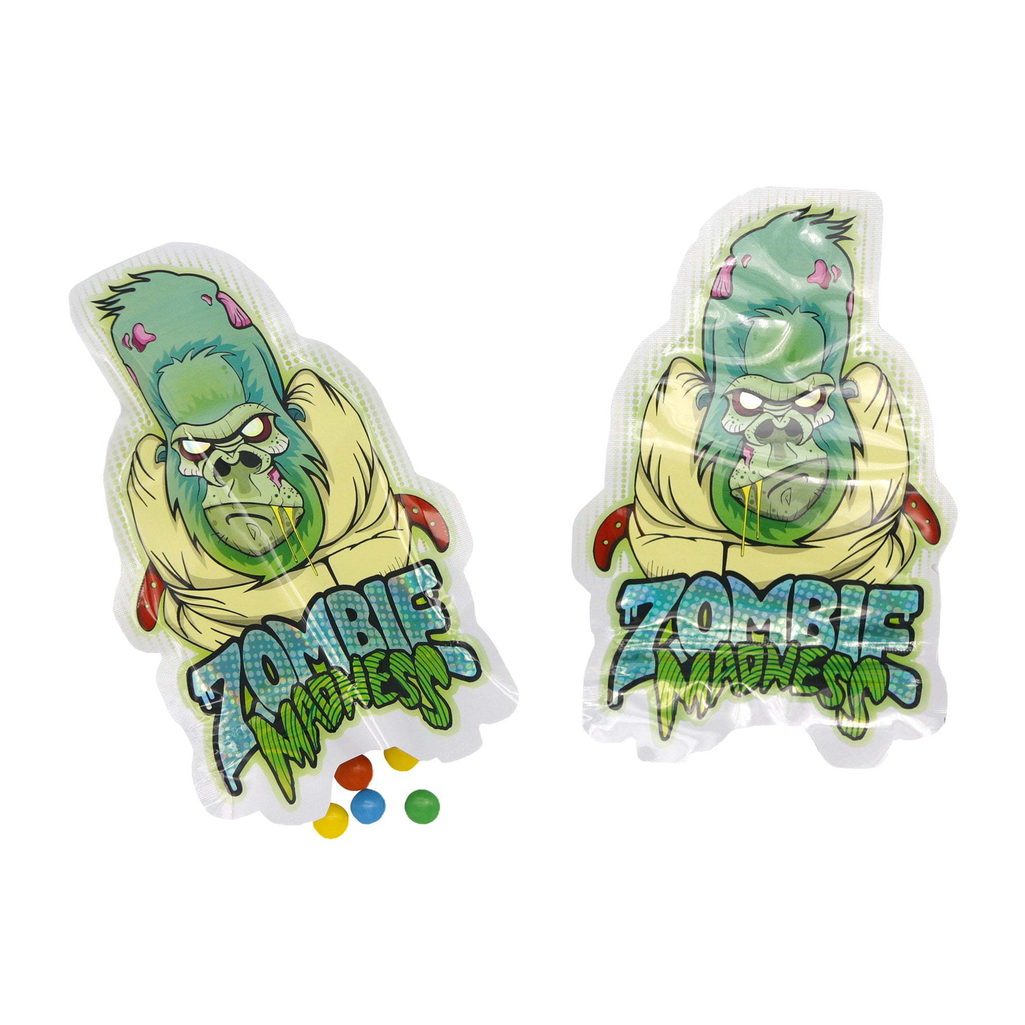 Flat Zipper Bottom Seal Bags – Holographic Gorilla Zombie Flat Zipper Bottom Seal Bags – Holographic Gorilla Zombie
