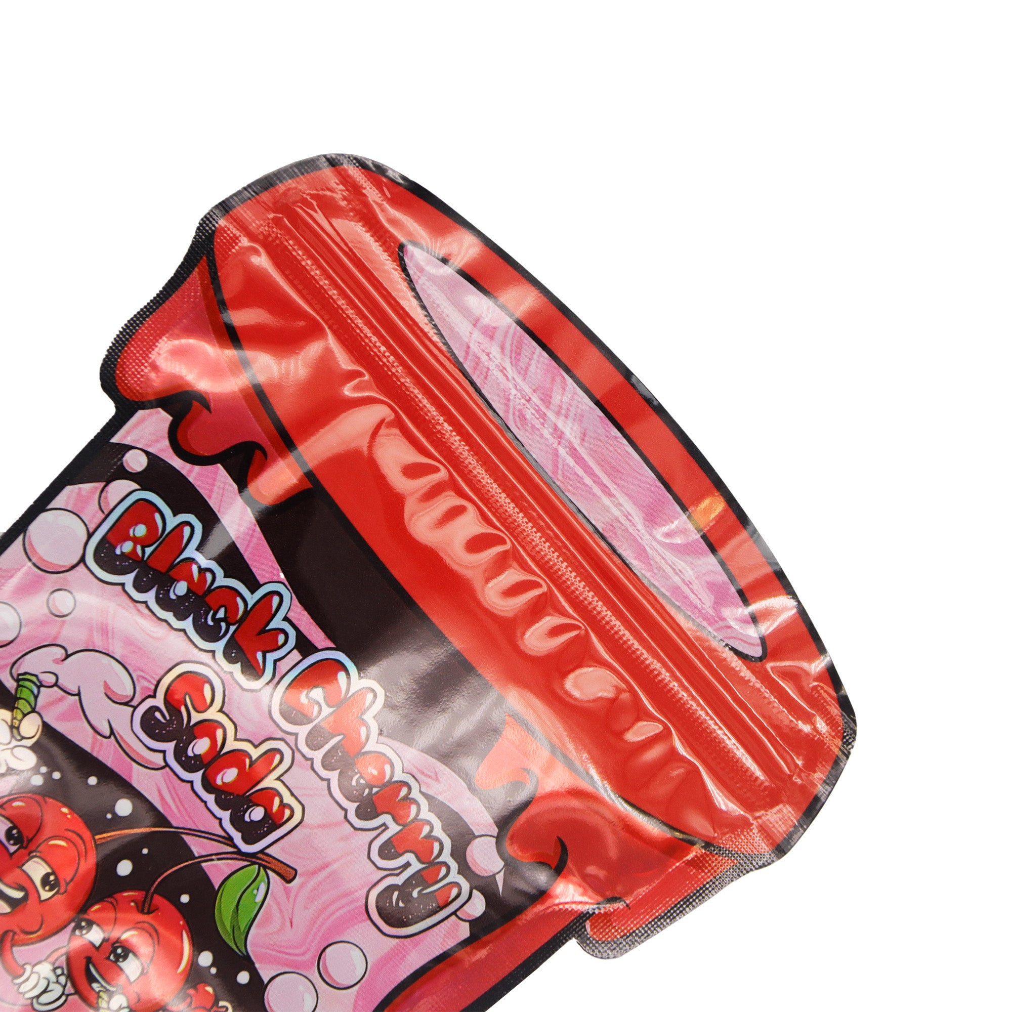 Flat Zipper Seal Bags – Holographic Black Cherry Die Cut Cup Flat Zipper Seal Bags – Holographic Black Cherry Die Cut Cup