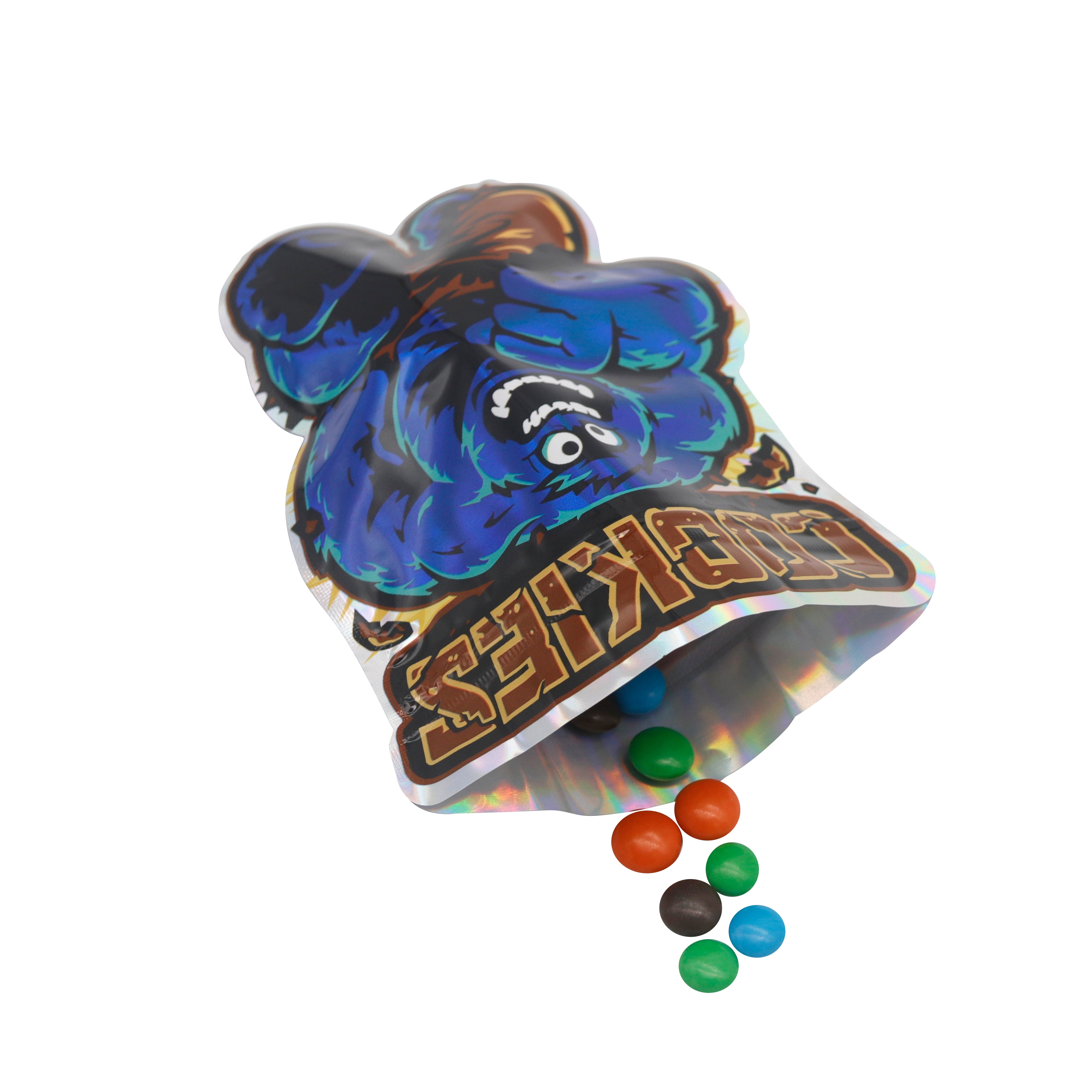 Flat Zipper Seal Bags – Holographic Blue Monster Smell Proof Flat Zipper Seal Bags – Holographic Blue Monster Smell Proof