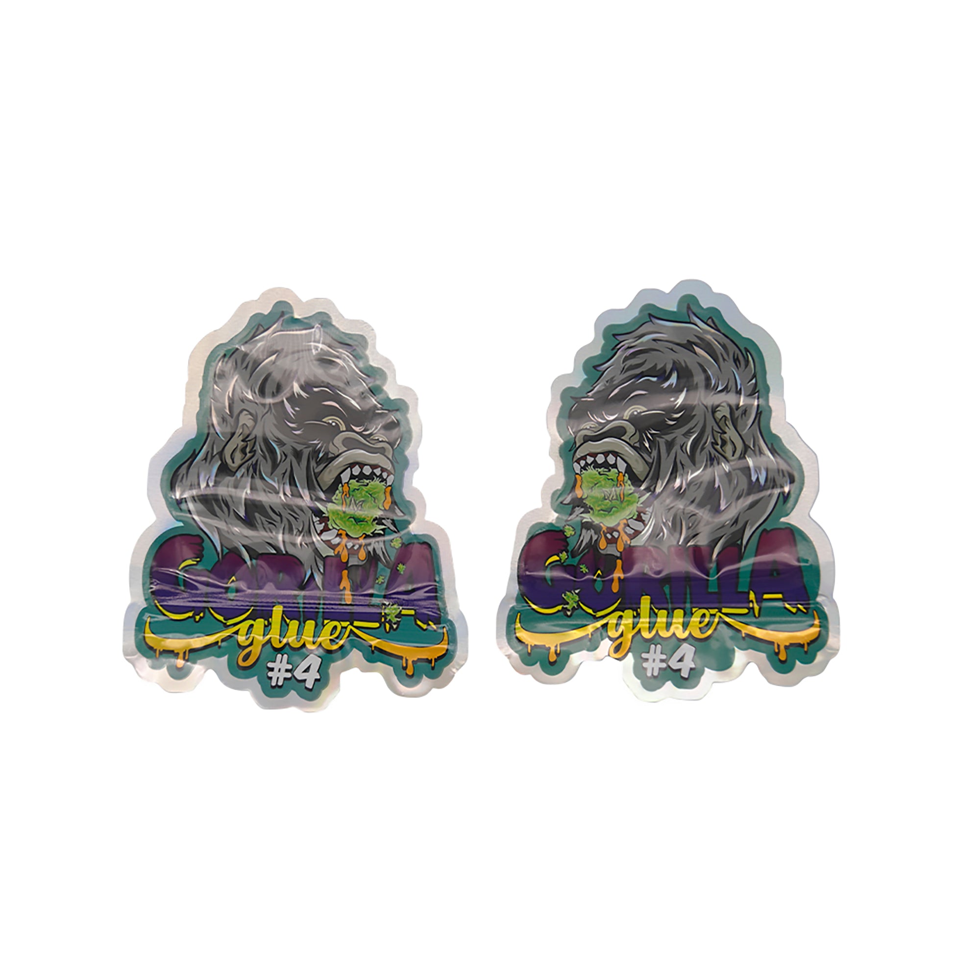 Flat Zipper Seal Bags – Holographic Gorilla Die Cut Smell