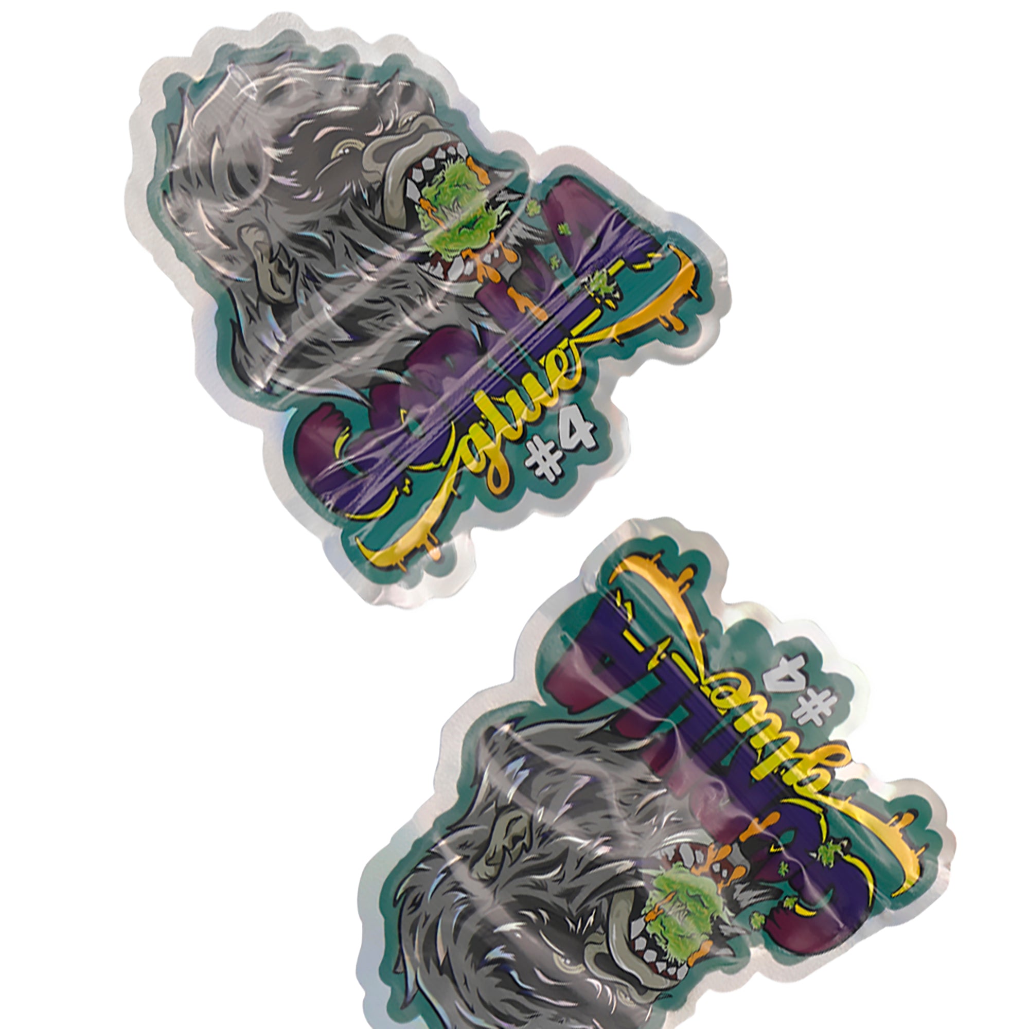Flat Zipper Seal Bags – Holographic Gorilla Die Cut Smell Flat Zipper Seal Bags – Holographic Gorilla Die Cut Smell