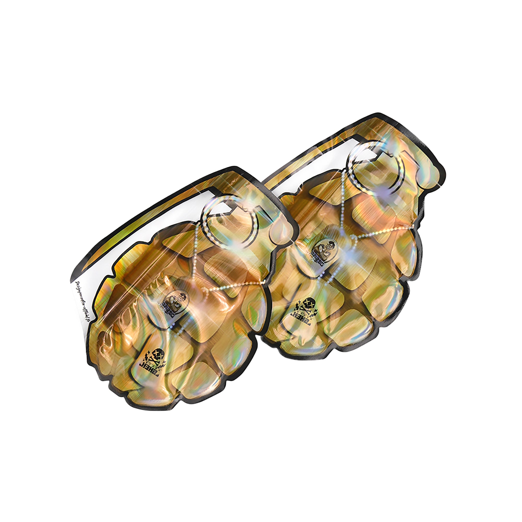 Flat Zipper Seal Bags – Holographic Grenade Die Cut Smell Flat Zipper Seal Bags – Holographic Grenade Die Cut Smell