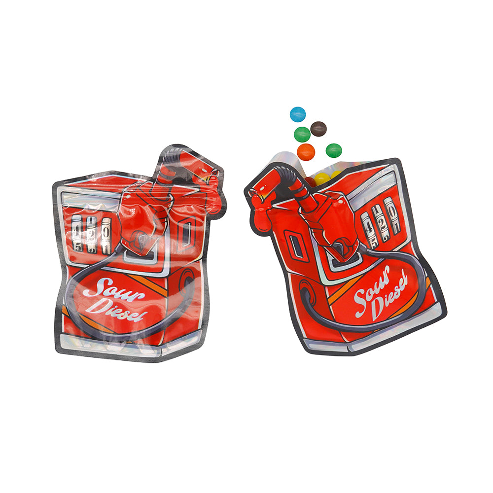 Flat Zipper Seal Bags – Holographic Red Diesel Die-Cut Smell Flat Zipper Seal Bags – Holographic Red Diesel Die-Cut Smell