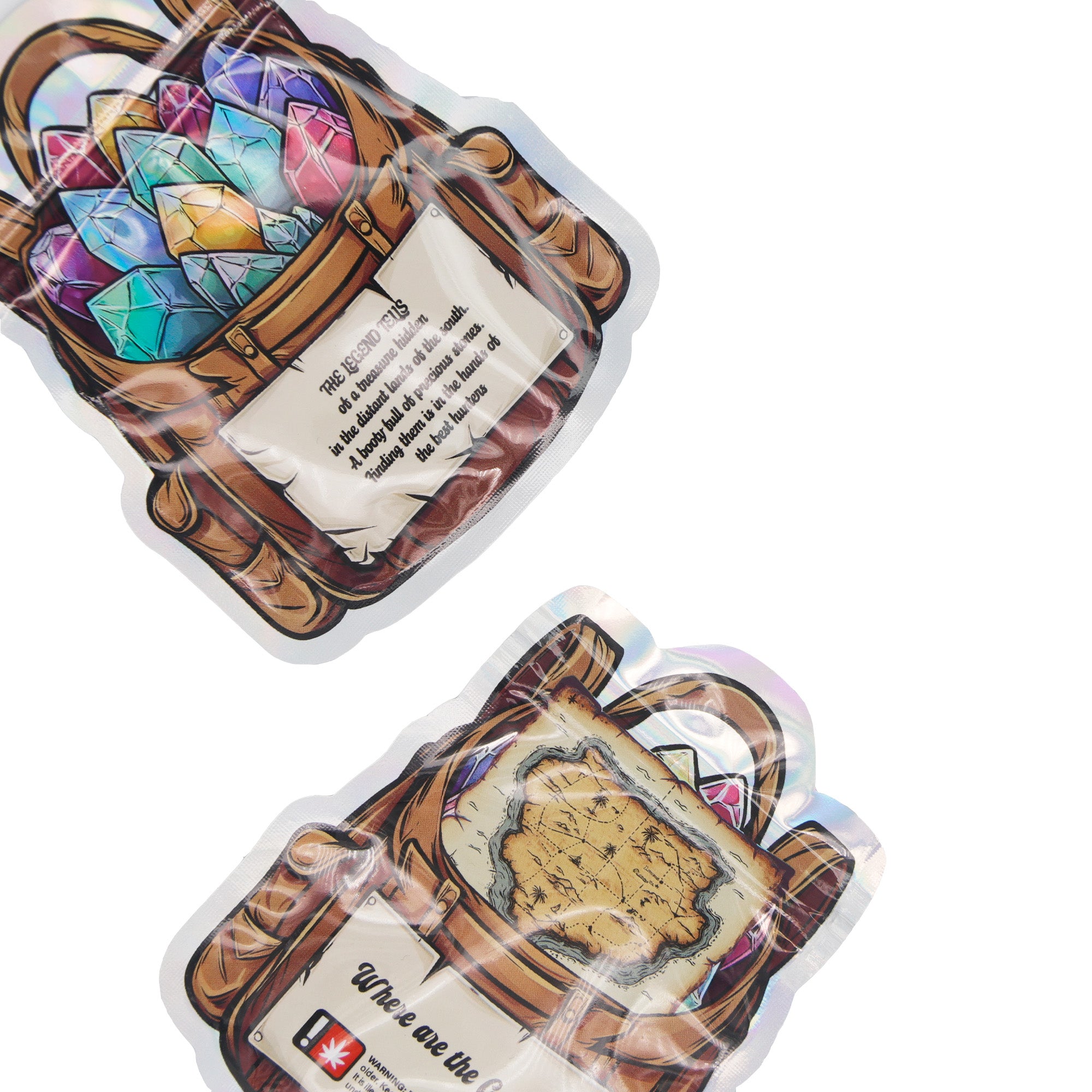 Flat Zipper Seal Bags – Holographic Treasure Hunting Die Cut Flat Zipper Seal Bags – Holographic Treasure Hunting Die Cut