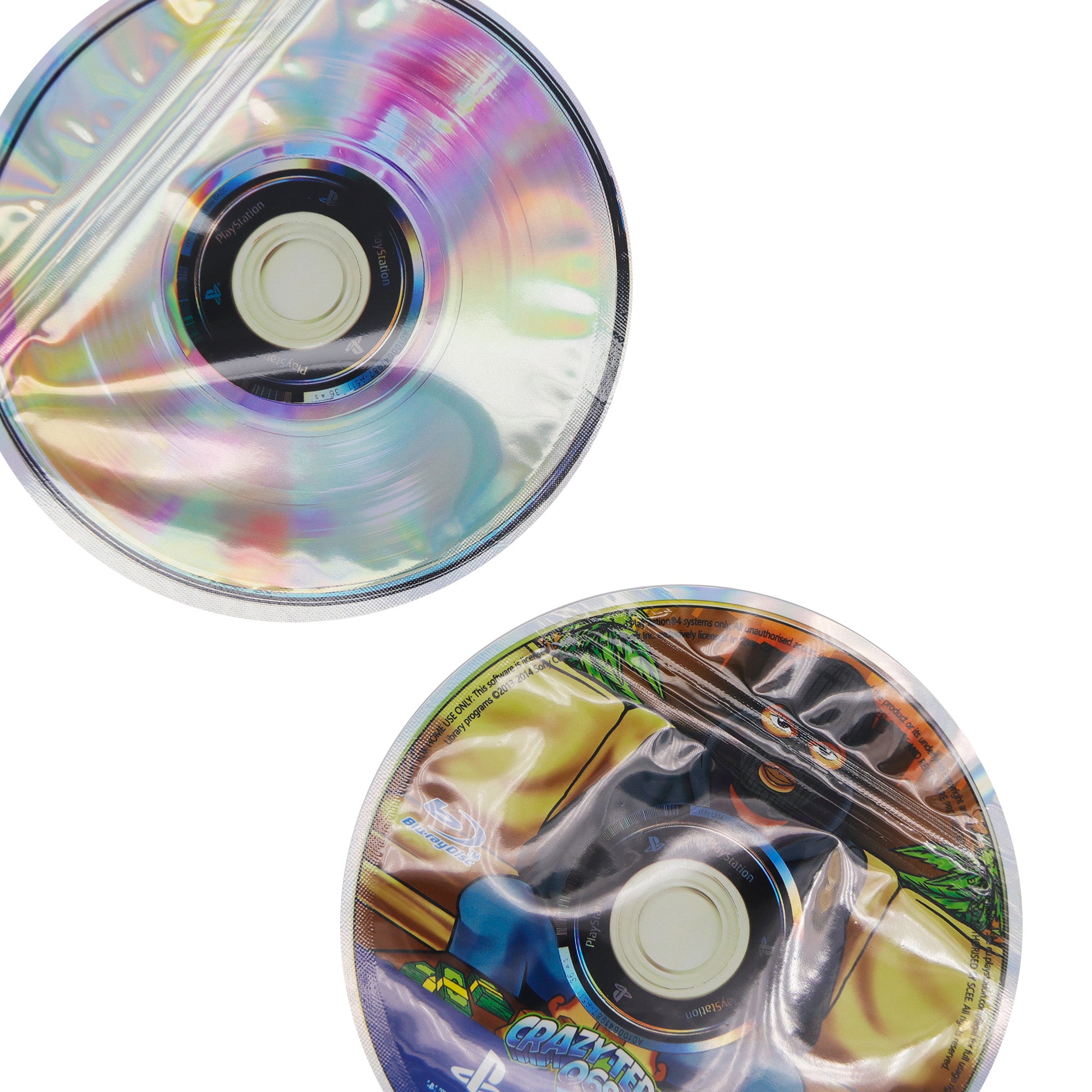 Flat Zipper Seal Bags – Holographic Video Game Die Cut Disc Flat Zipper Seal Bags – Holographic Video Game Die Cut Disc