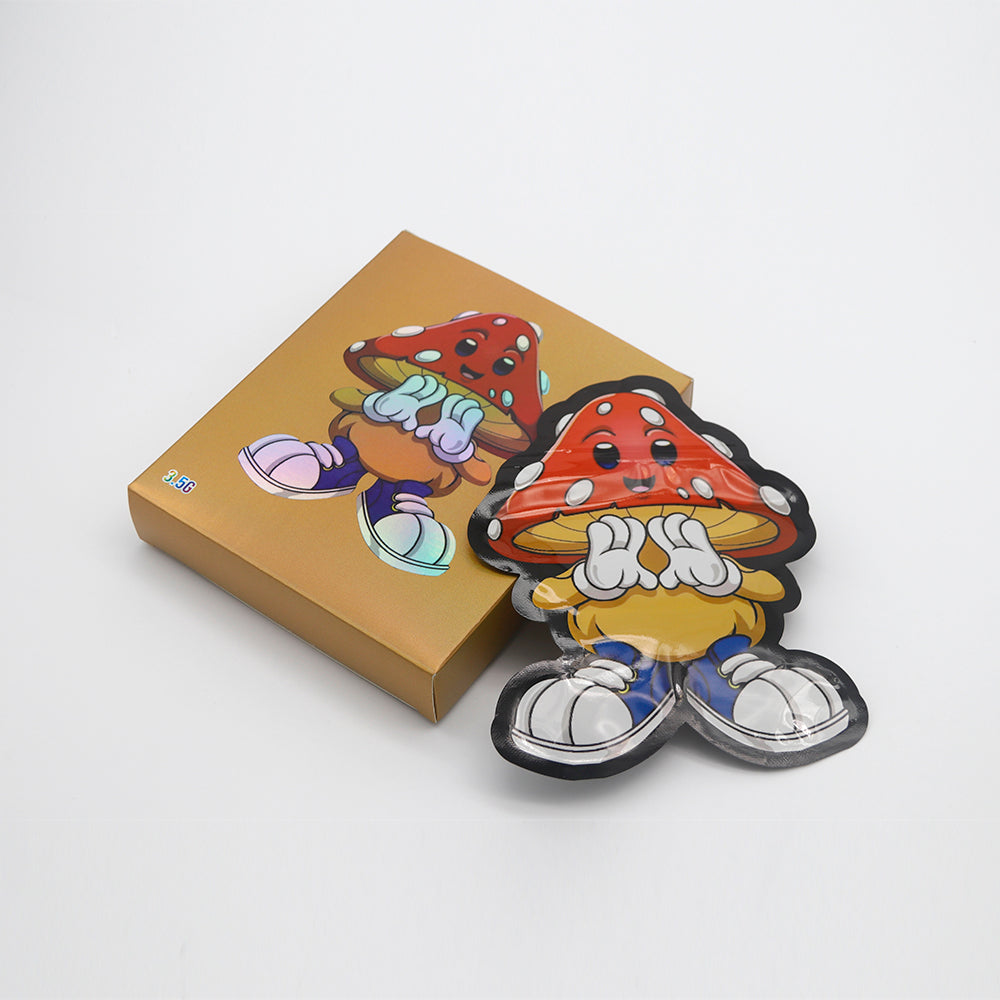 Flat Zipper Seal – Die Cut Mushroom Boy Smell Proof Mylar Flat Zipper Seal – Die Cut Mushroom Boy Smell Proof Mylar