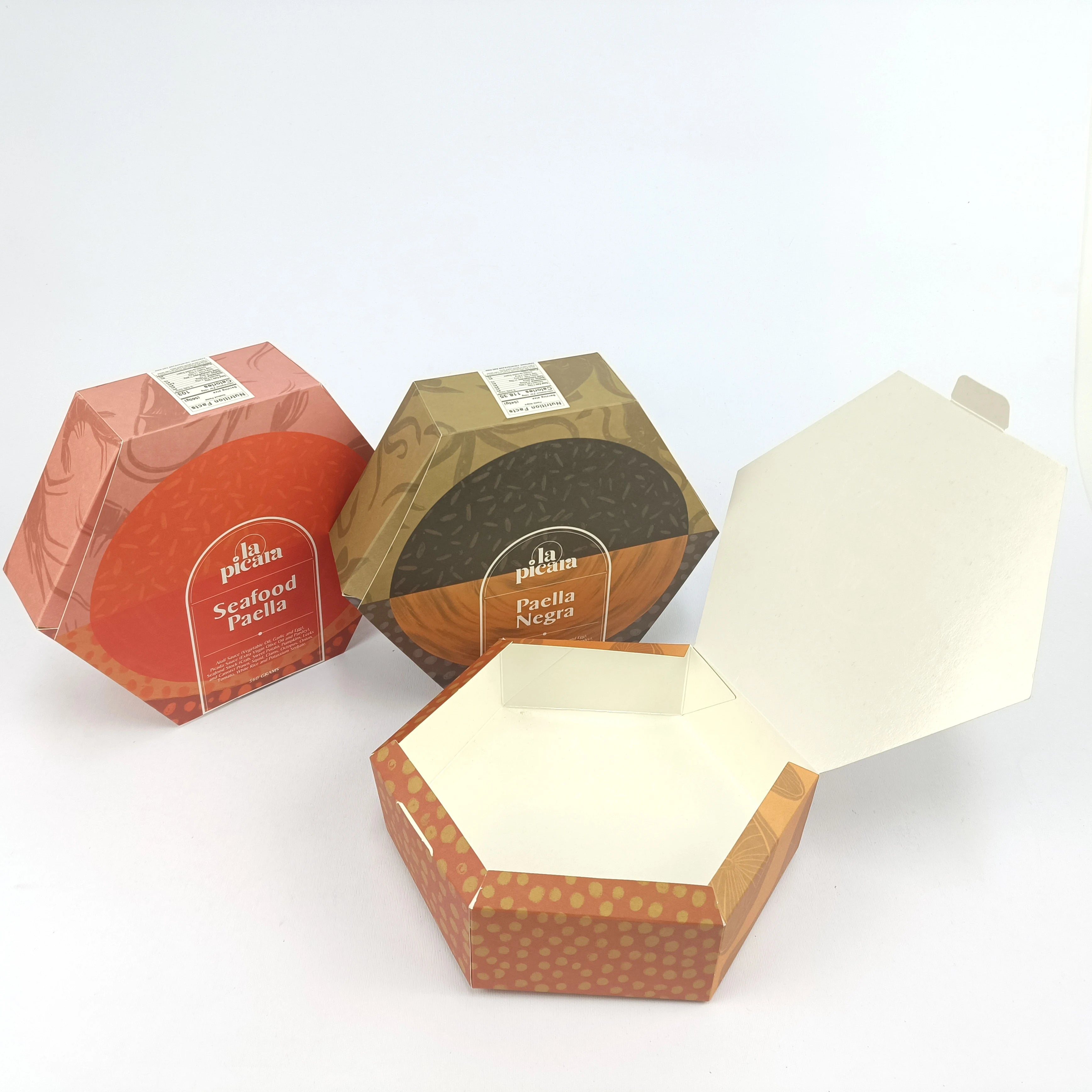 Food Grade Art Paper Seafood Paella Takeaway Packaging Boxes Food Grade Art Paper Seafood Paella Takeaway Packaging Boxes