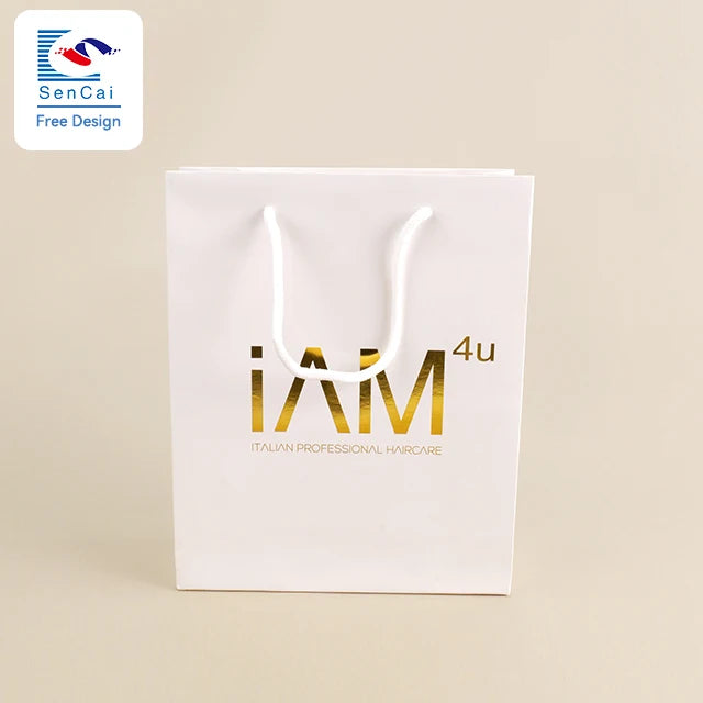 Customized logo White Paper Bag with Handle Rope Customized logo White Paper Bag with Handle Rope