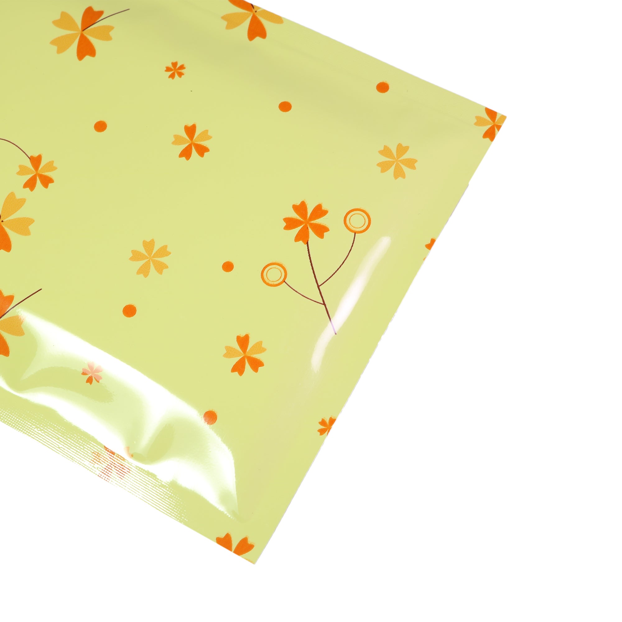 Glossy Autumn Leaves Yellow Flower Designed Foil Bags Flat Glossy Autumn Leaves Yellow Flower Designed Foil Bags Flat
