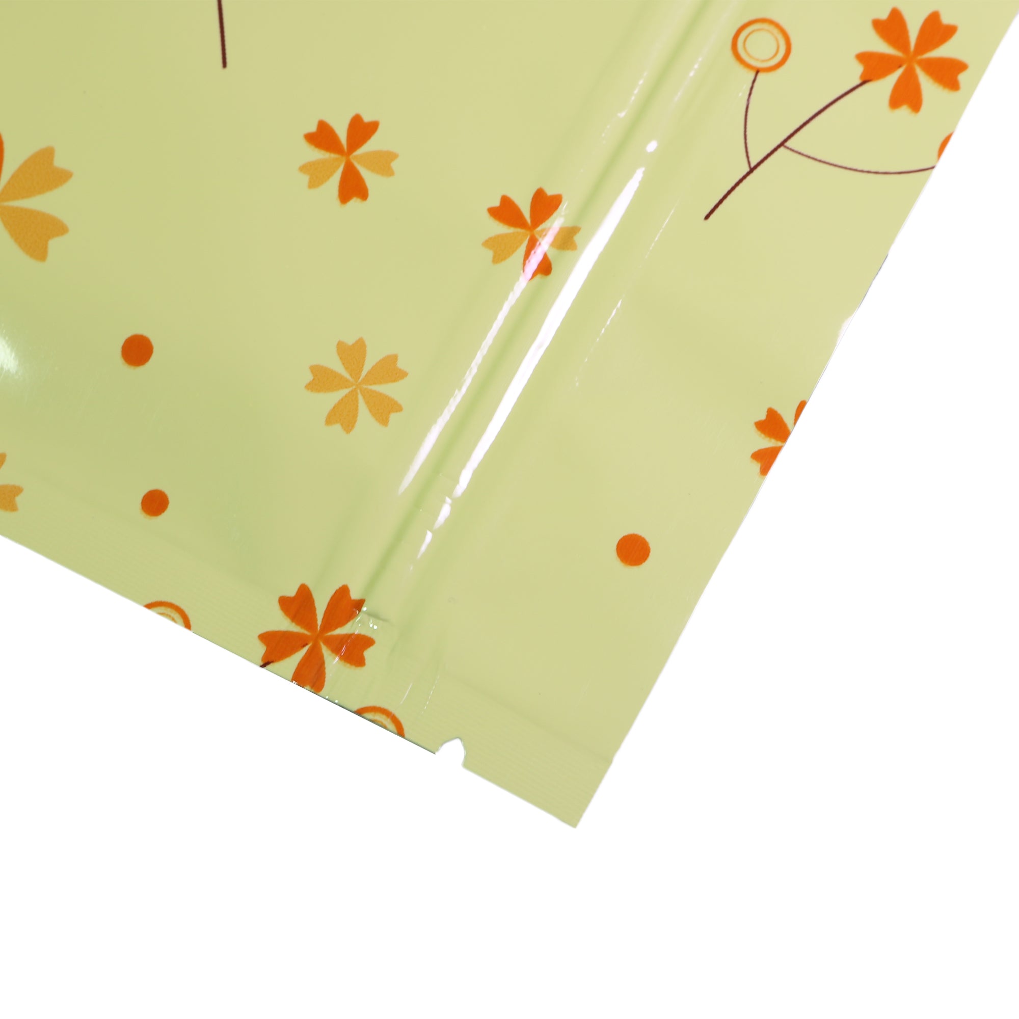 Glossy Autumn Leaves Yellow Flower Designed Foil Bags Flat Glossy Autumn Leaves Yellow Flower Designed Foil Bags Flat