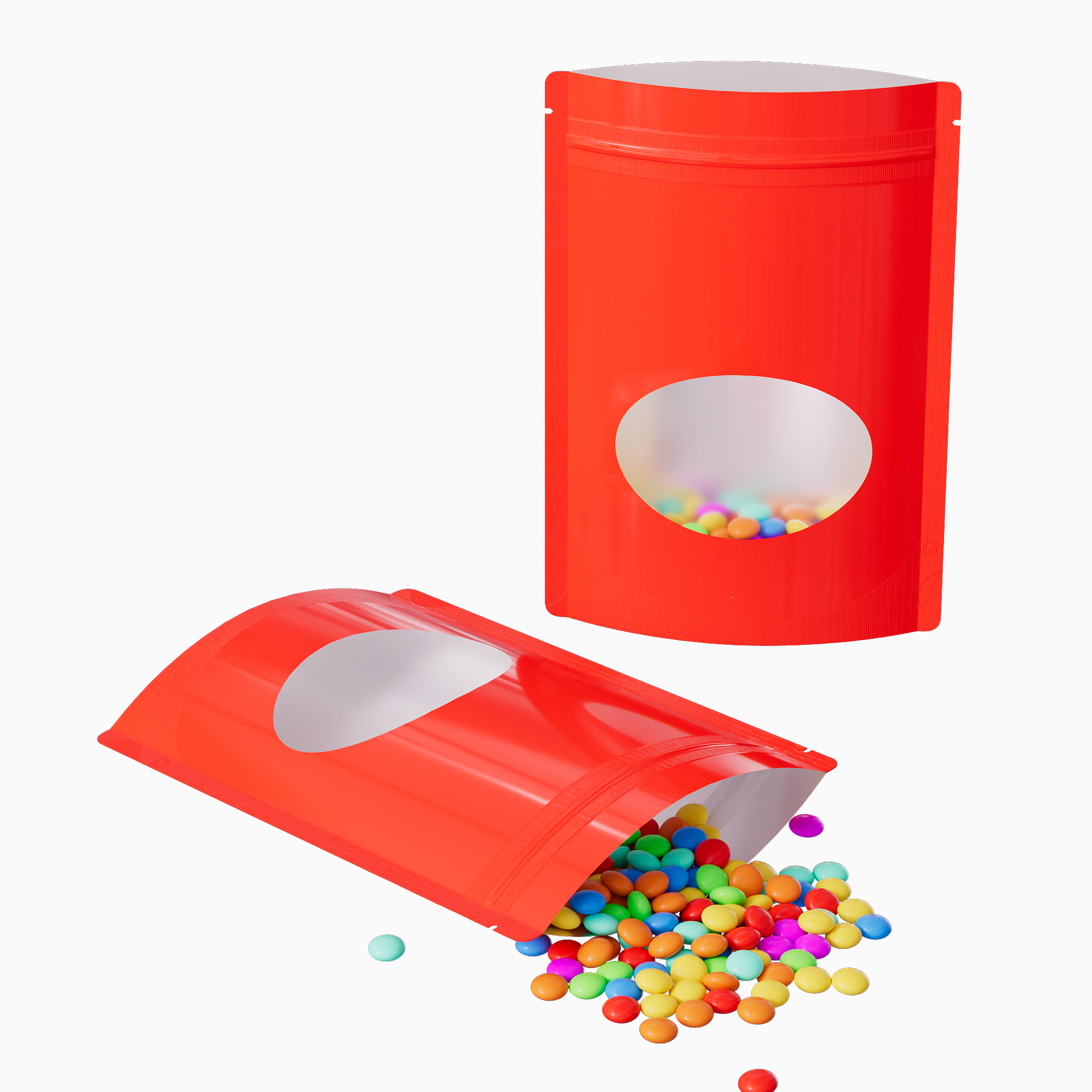 Glossy Candycane Red Round Window Plastic and Mylar Stand Glossy Candycane Red Round Window Plastic and Mylar Stand